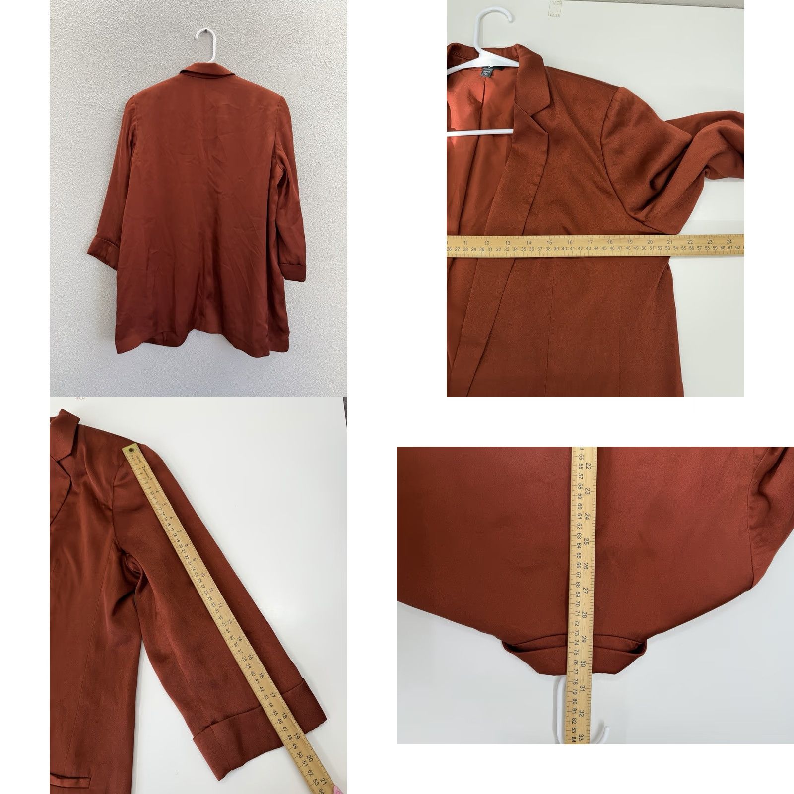 Express Express Blazer Shirt Womens Large Orange Long Sleeve Open Front Lined Size L / US 10 / IT 46 - 8 Thumbnail