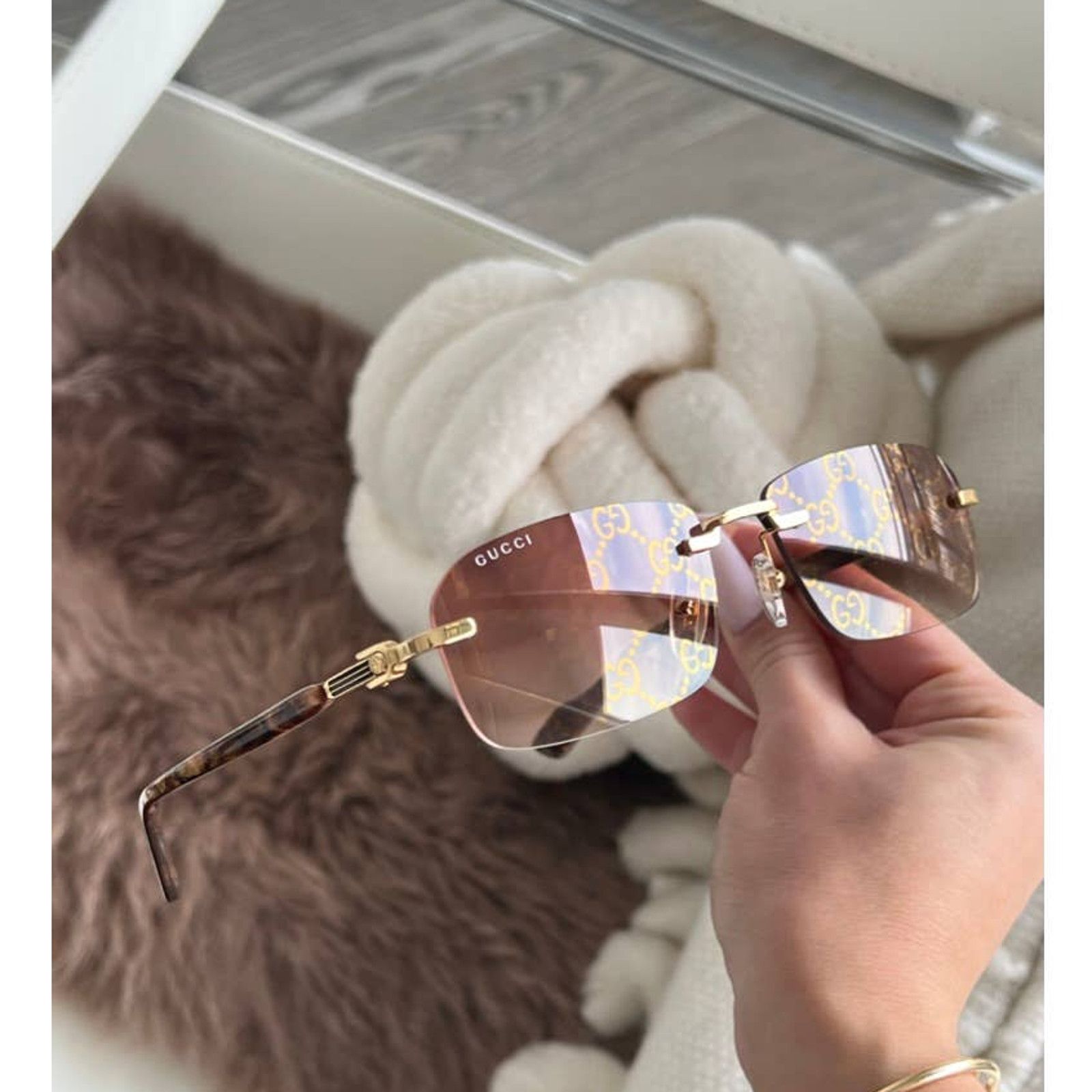 Gucci NEW Gucci GG1562S Oversized Orange Rimless Sunglasses $650