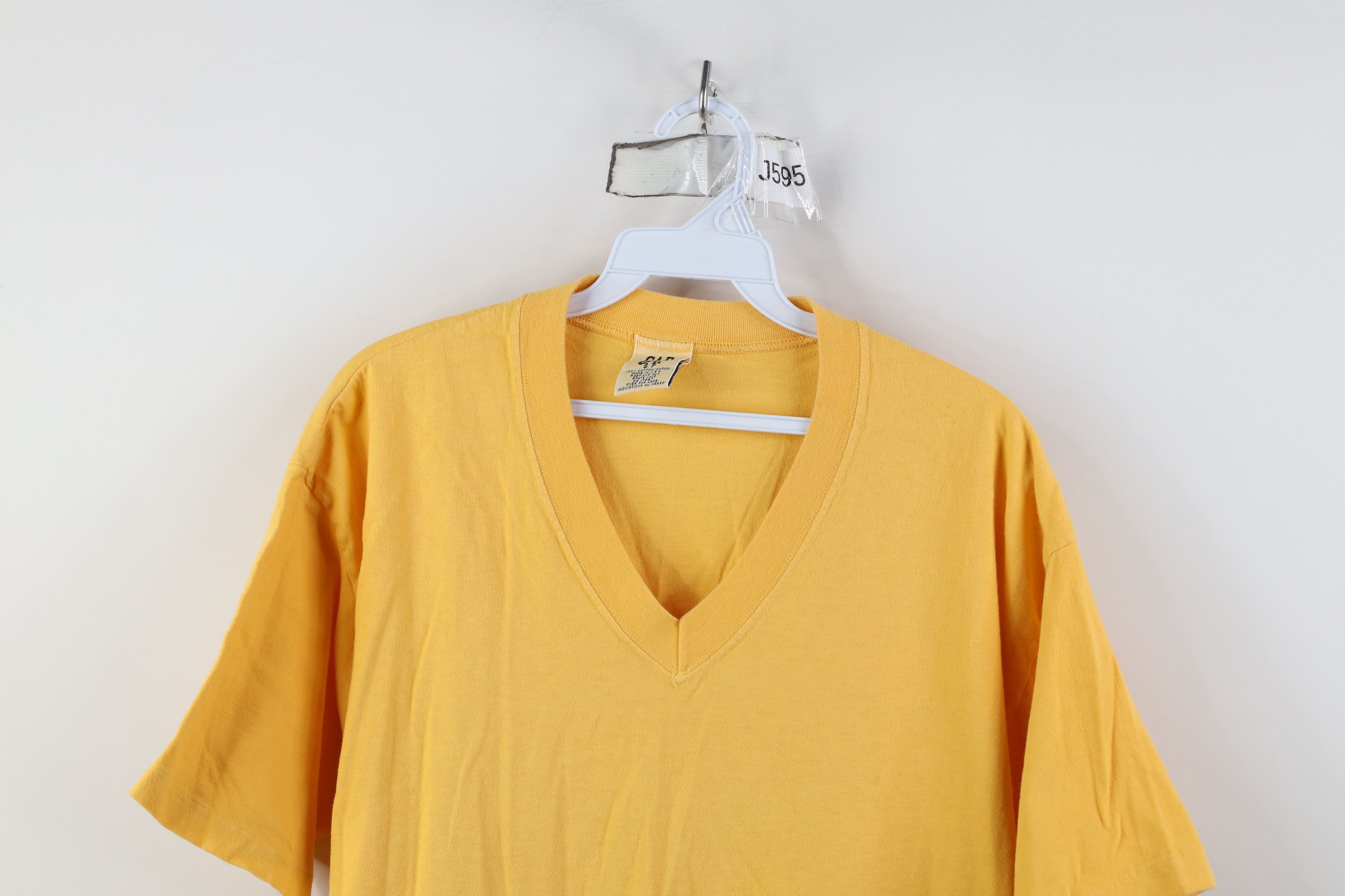 Gap Vintage 90s Gap Pigment Dye V-Neck T-Shirt Yellow Cotton USA Size US S / EU 44-46 / 1 - 2 Thumbnail