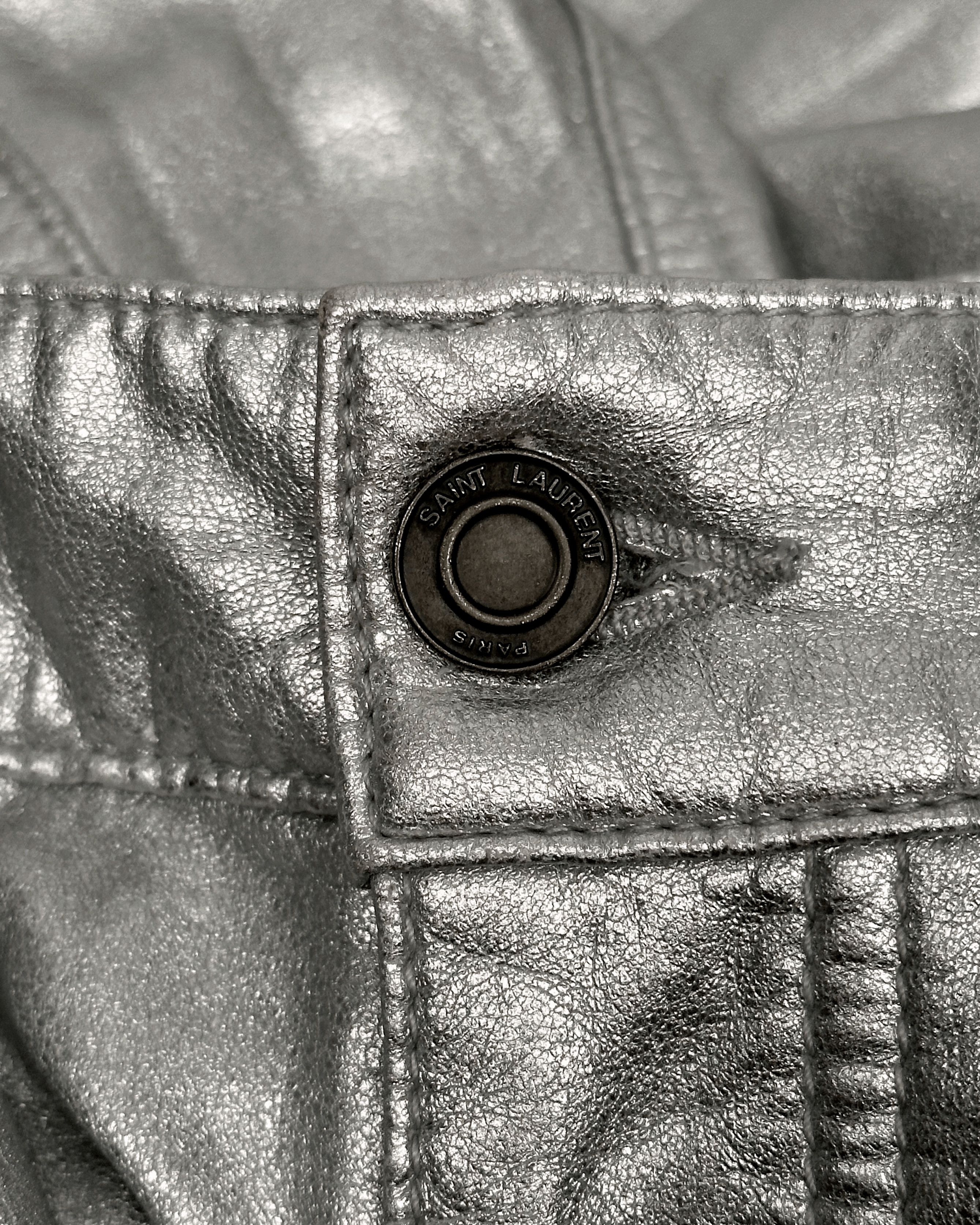 Hedi Slimane × Saint Laurent Paris Saint Laurent Paris Silver Sample Faux Leather Pants Size US 28 / EU 44 - 11 Thumbnail