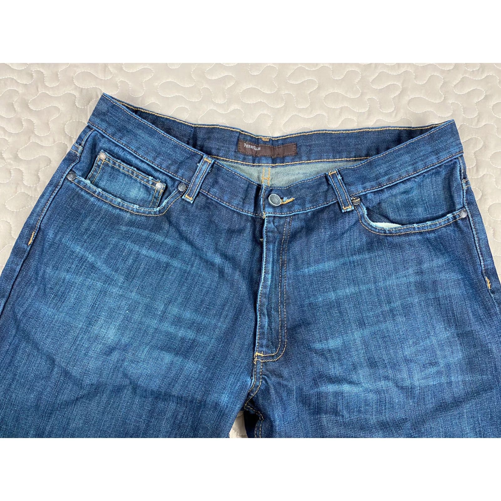 Perry Ellis Perry Ellis Jeans Denim Blue Dark Wash 36x26.5 Straight Mens Unhemmed Size US 36 / EU 52 - 4 Thumbnail