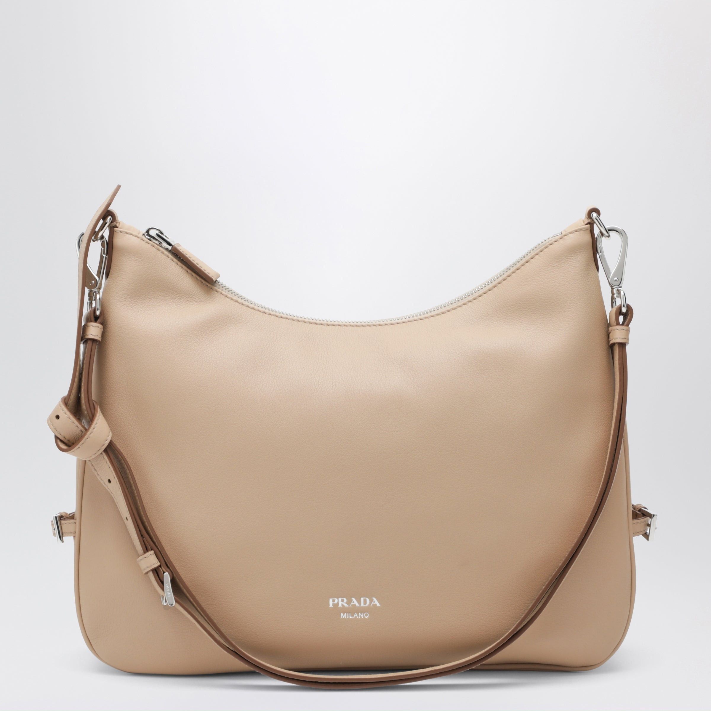 Prada Prada Prada Fold Large Sand-Colored Leather Bag Size ONE SIZE - 1 Thumbnail