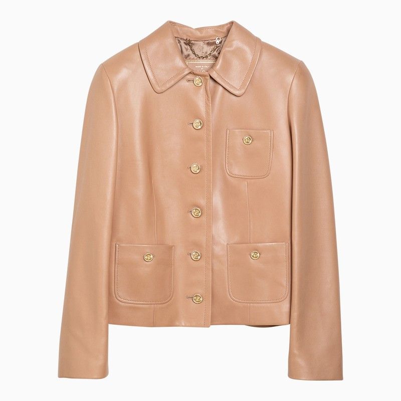 image of Gucci Light Pink Leather Jacket, Women's (Size Small)