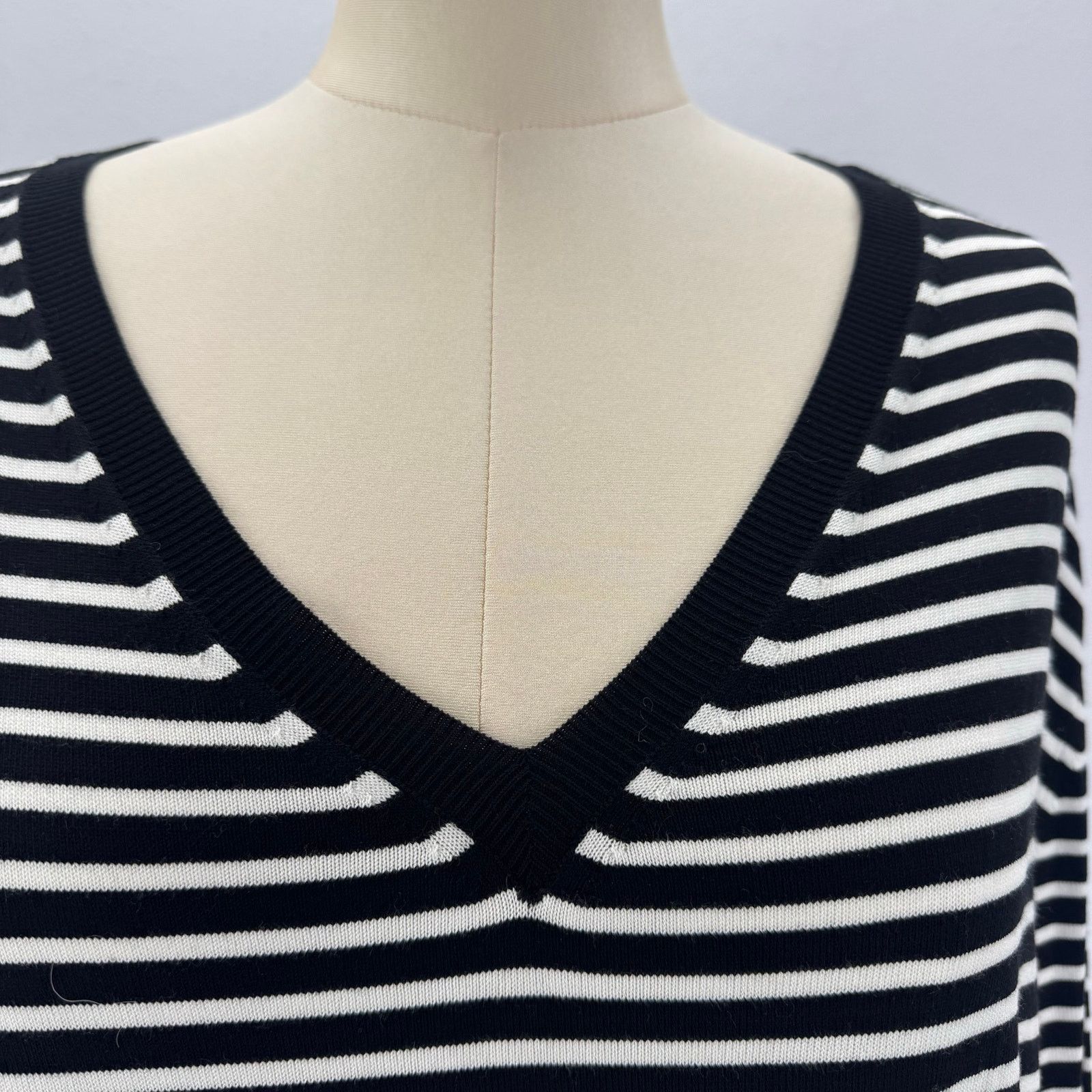 Marina Rinaldi Marina Rinaldi Stripe Ribbed Knit Sweater Top Black White XL Size 3XL / US 20-22 - 2 Thumbnail