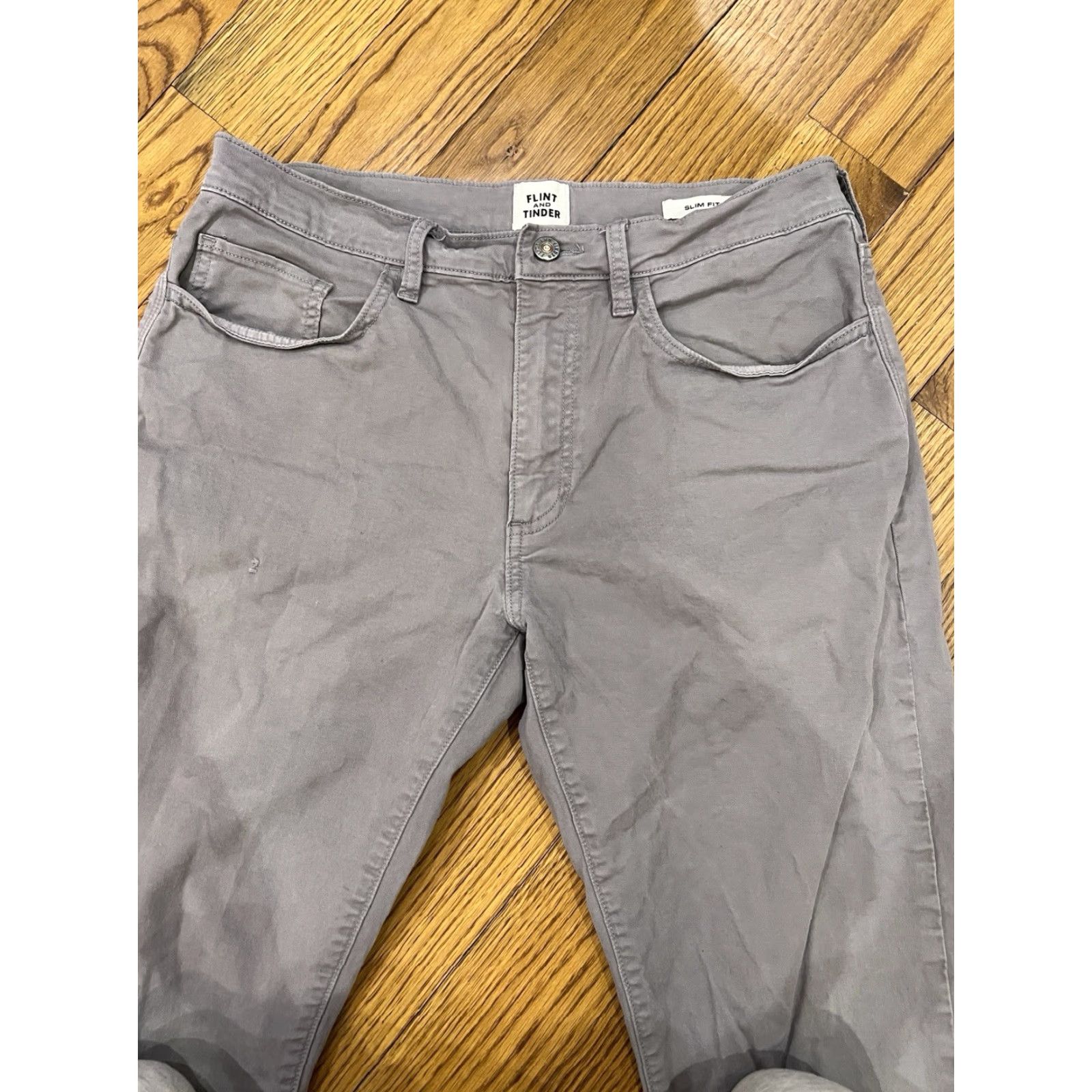 Flint And Tinder VINTAGE Flint and Tinder Pants Jeans Tapered Fit Mens 32x34 Khaki Low Rise Slim Comfort Designer Size US 32 / EU 48 - 2 Thumbnail