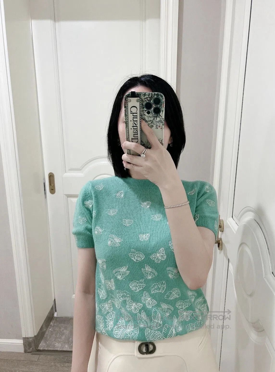 Dior Dior Mint Green Butterfly Embroidery Knit Top. Size XS / US 0-2 / IT 36-38 - 9 Thumbnail