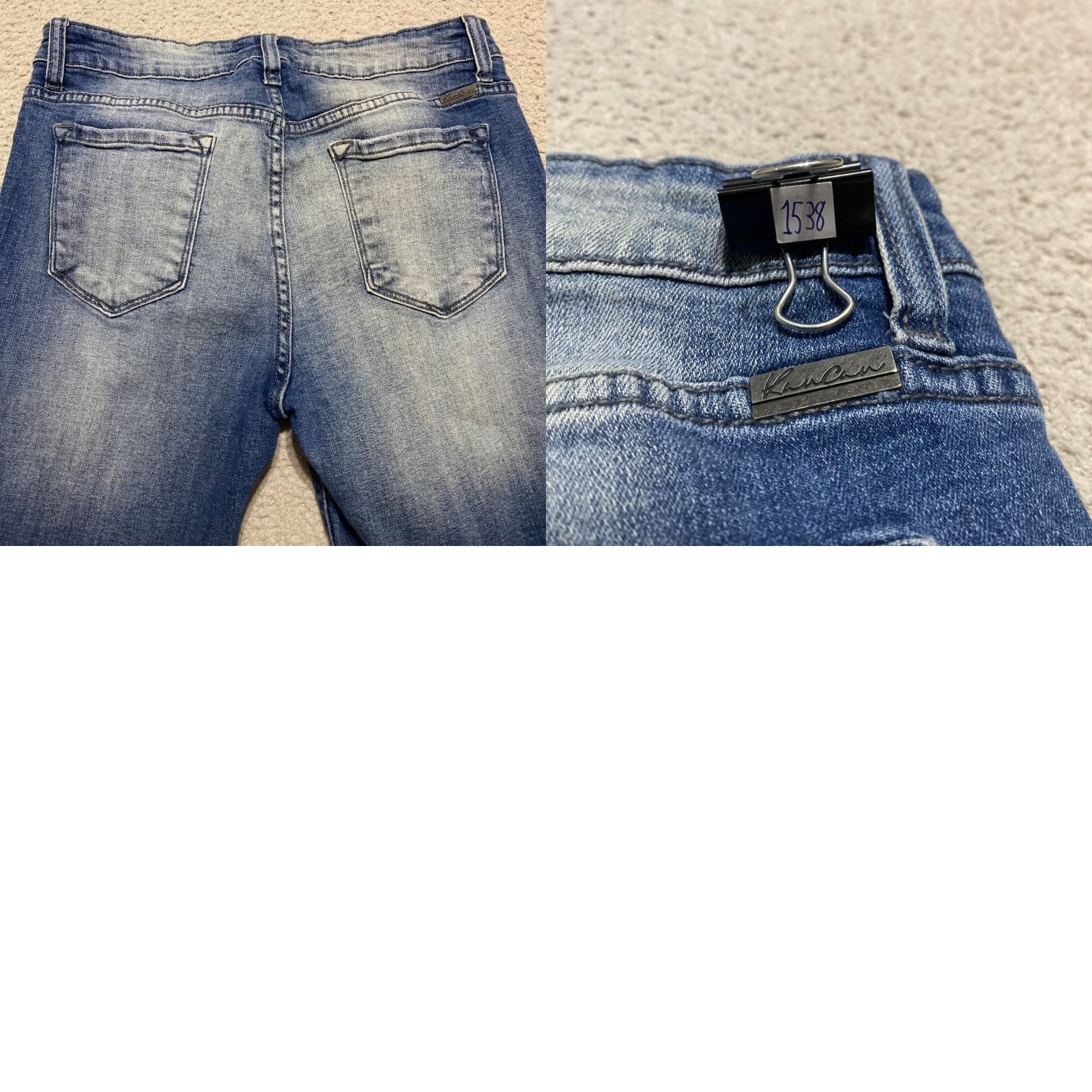 Vintage Kancan Jeans Blue Denim Medium Wash Tapered Distressed Mid Rise Womens 13 Jeans Size 34" / US 12 / IT 48 - 9 Thumbnail