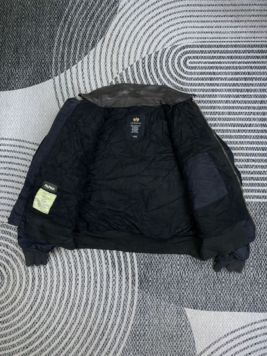 Alpha Industries 🔥STEAL Vintage Alpha Industries Leather Collar Bomber Jacket Size US XL / EU 56 / 4 - 6 Thumbnail