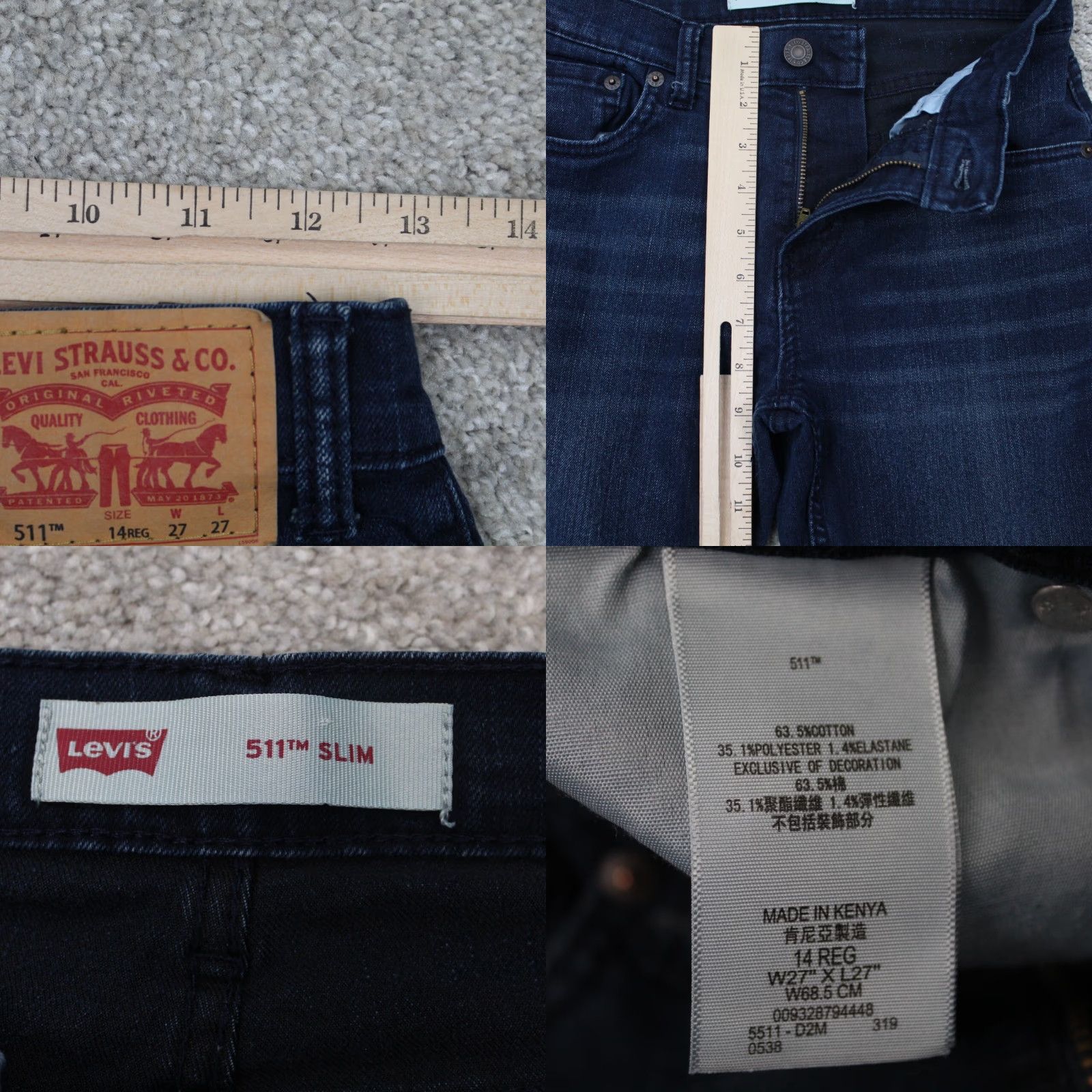 Levi's Levi's 511 Slim Jeans Womens 14 Regular 27x27 Blue Cotton Stretch 5-Pocket Denim Jeans Size 36" / US 14 / IT 50 - 8 Thumbnail