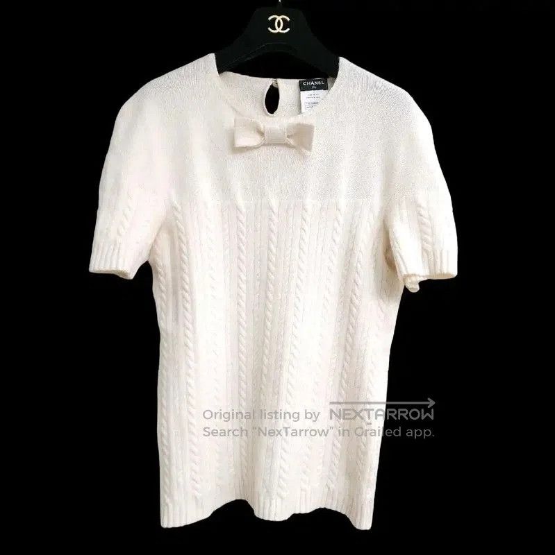 Chanel Chanel White Cashmere Short Sleeve Sweater . Size XS / US 0-2 / IT 36-38 - 1 Thumbnail