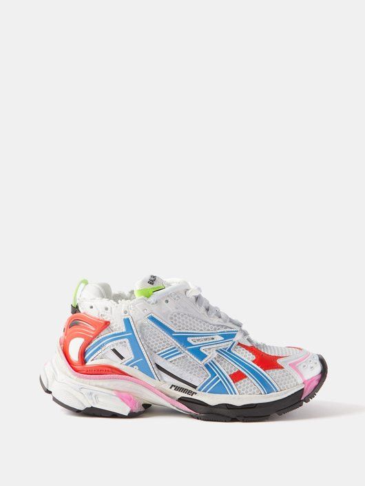 image of Balenciaga Runner Sneakers In White/multi, Women's (Size 7)