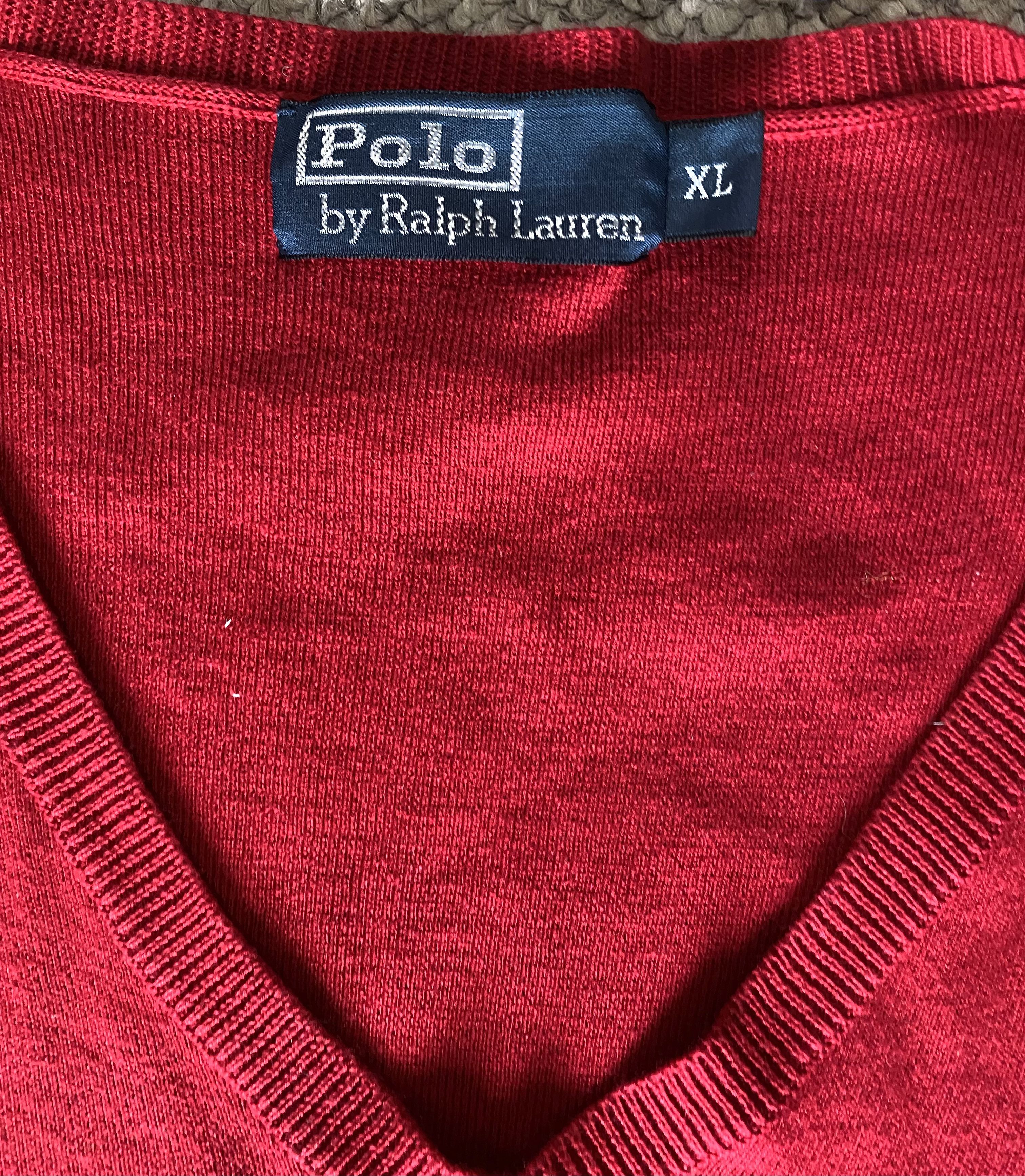 Polo Ralph Lauren Polo Ralph Lauren red extra large V Neck Jumper / sweater Size US XL / EU 56 / 4 - 2 Thumbnail