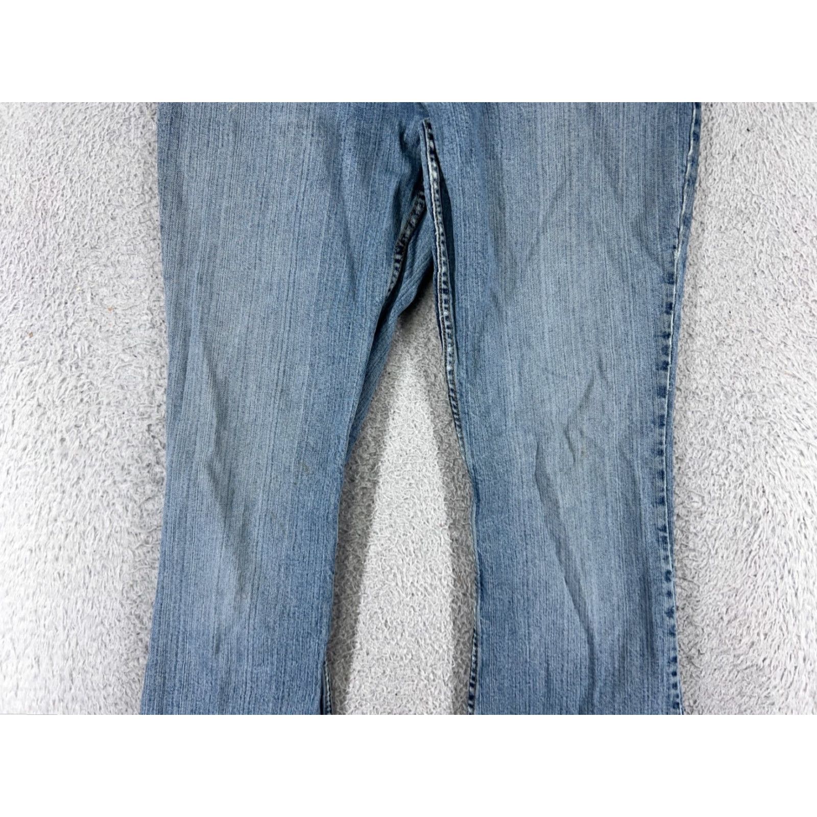 Vintage Maurices Jeans Womens 7 Blue Denim Flared Distressed 5-Pocket Cotton Blend Mid Rise 31 Inseam Size 28" / US 6 / IT 42 - 5 Thumbnail