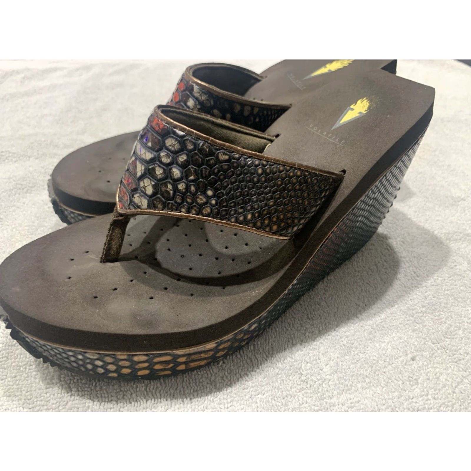 Vintage VOLATILE Snake Print Sandals Women's Size 7 Brown Frappachino Size US 7 / IT 37 - 7 Thumbnail