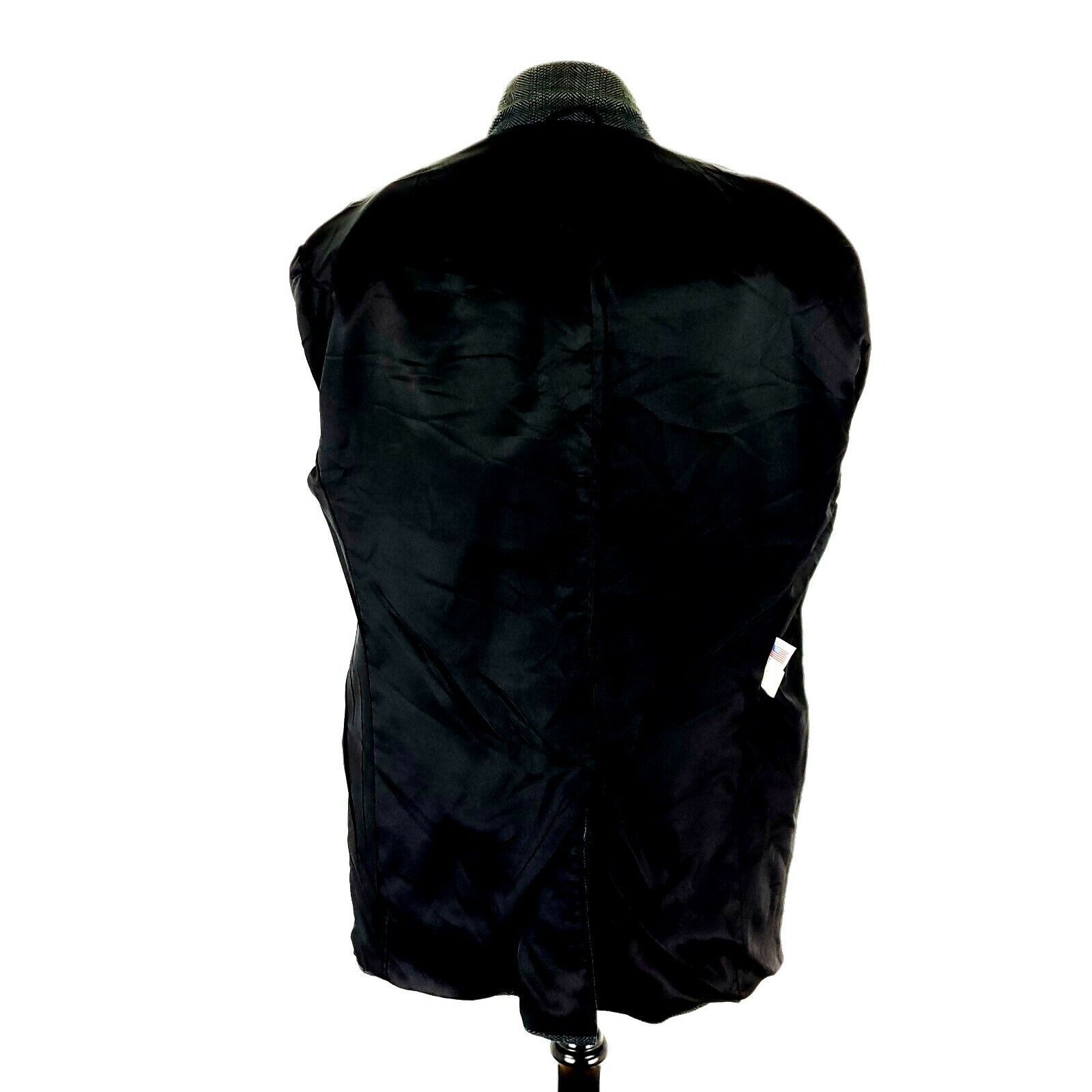Vintage Circle Silk Rayon 2 Button Sport Coat 42L Black Green Long W Size 42L - 11 Thumbnail