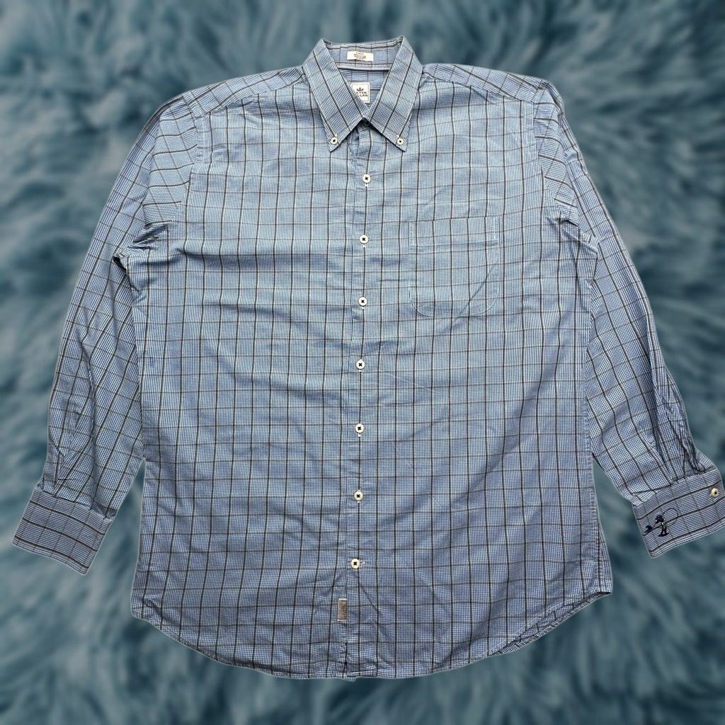 Peter Millar Peter Millar Plaid Dress Shirt Mens Large Long Sleeve Button-Down Blue Black Size 42R - 1 Thumbnail