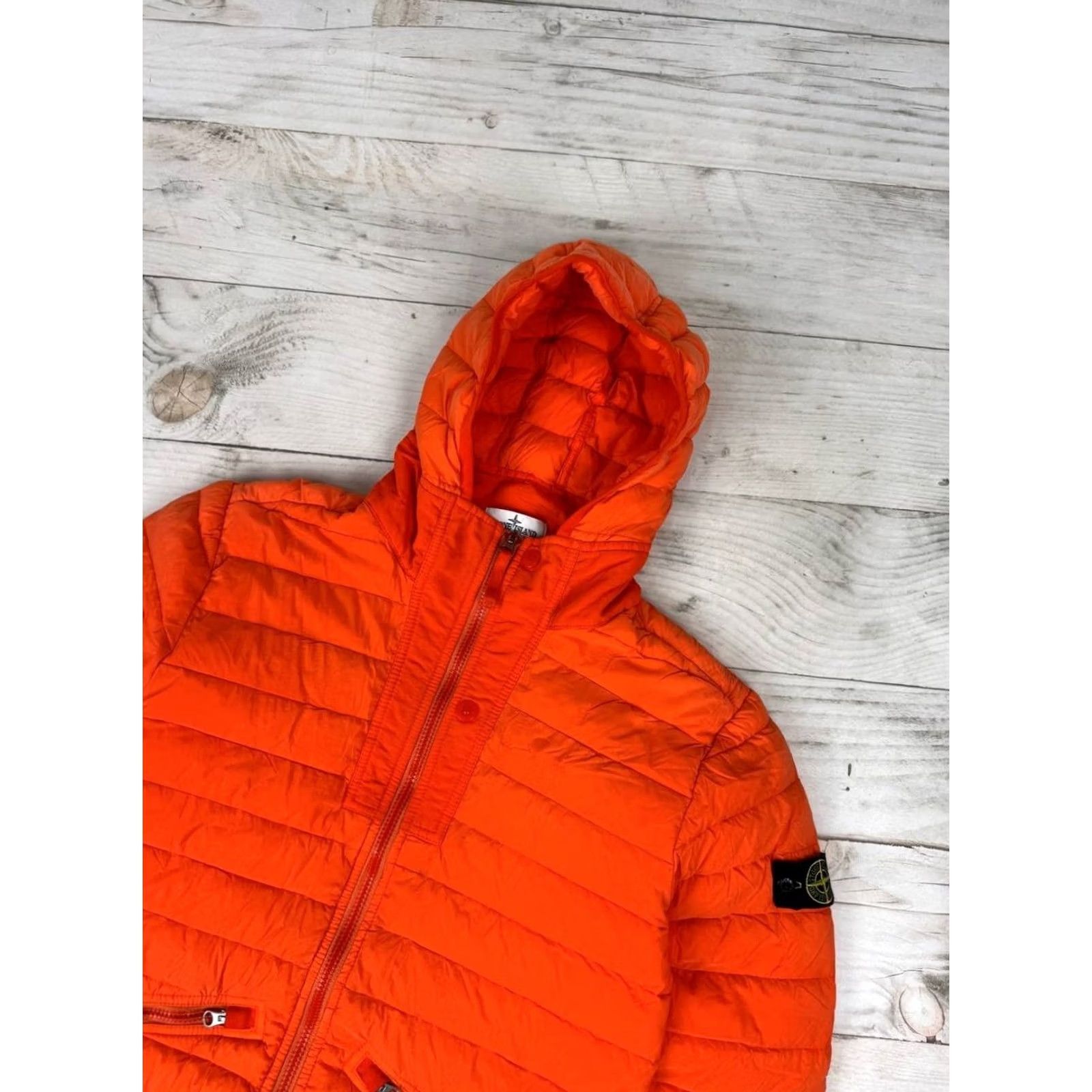 Stone Island Stone Island Down Jacket Hooded Puffer Men Size S Orange Jacket Mens Winter Fashion Logo Nylon Zip Casual Size US S / EU 44-46 / 1 - 2 Thumbnail