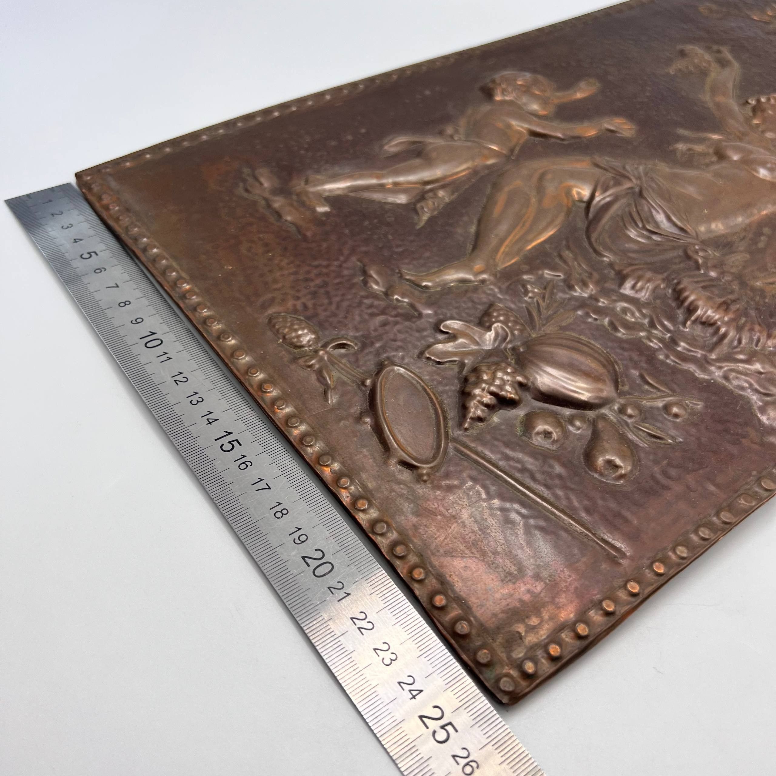 Vintage Copper Relief Wall Plaque Venus Harvest Scene