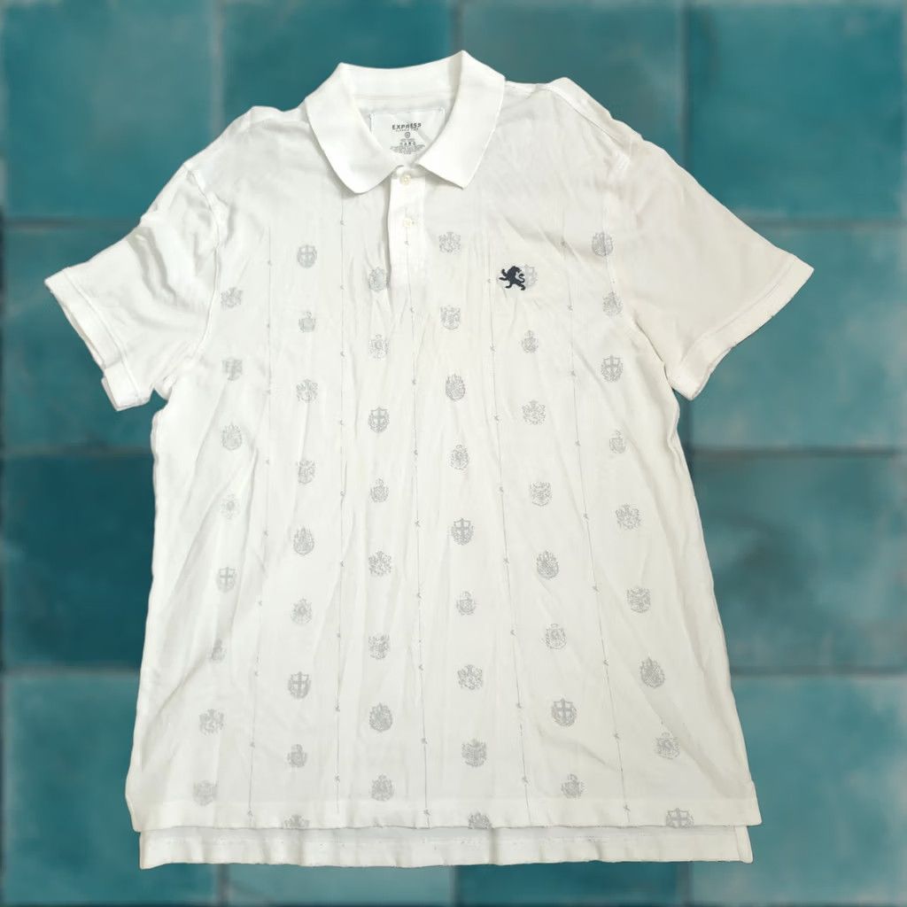 Express Express Polo Shirt Men XL White Distressed Frayed Edge Classic Polo Shirt - Express Mens Regular Fit Short Sleeve Golf Walking Casual Travel Size US XL / EU 56 / 4 - 1 Thumbnail
