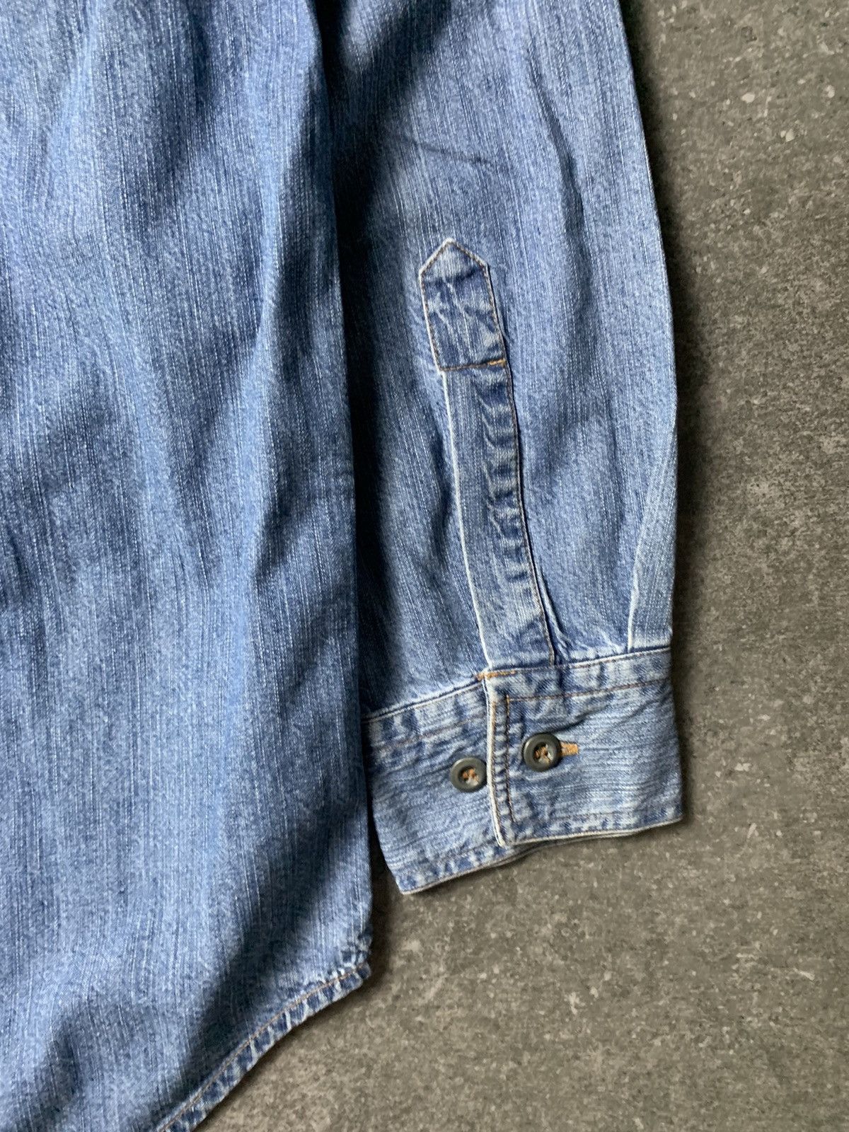 Giorgio Armani 1990s Armani Jeans Collarless Blue Jeans Shirt Size US L / EU 52-54 / 3 - 10 Thumbnail