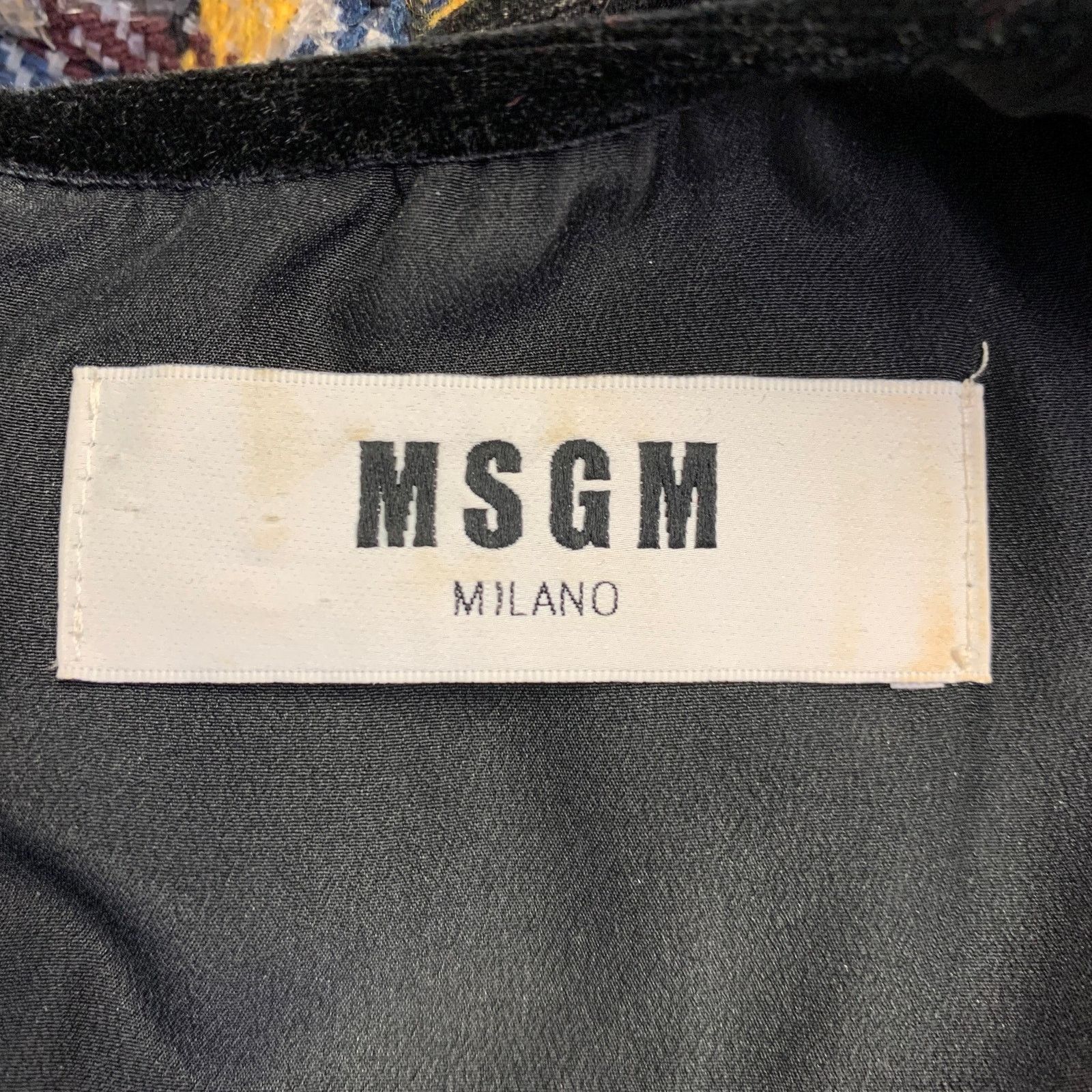 MSGM Size 8 Yellow Black Silver Wool Plaid Ruffle Mini Dress Size M / US 6-8 / IT 42-44 - 5 Thumbnail