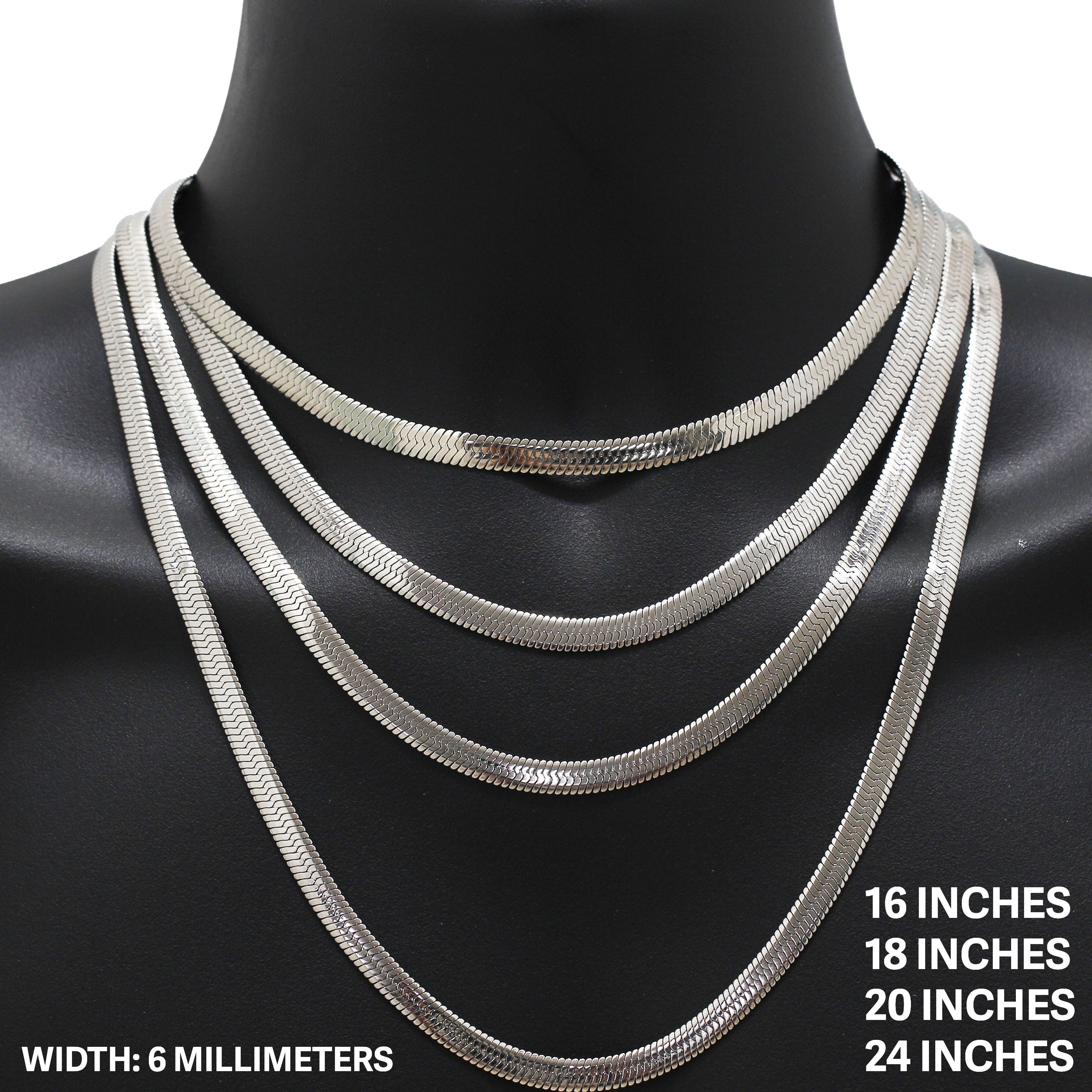 Other 316L Stainless Steel 6mm Herringbone Chain Necklace 24" Size ONE SIZE - 1 Thumbnail