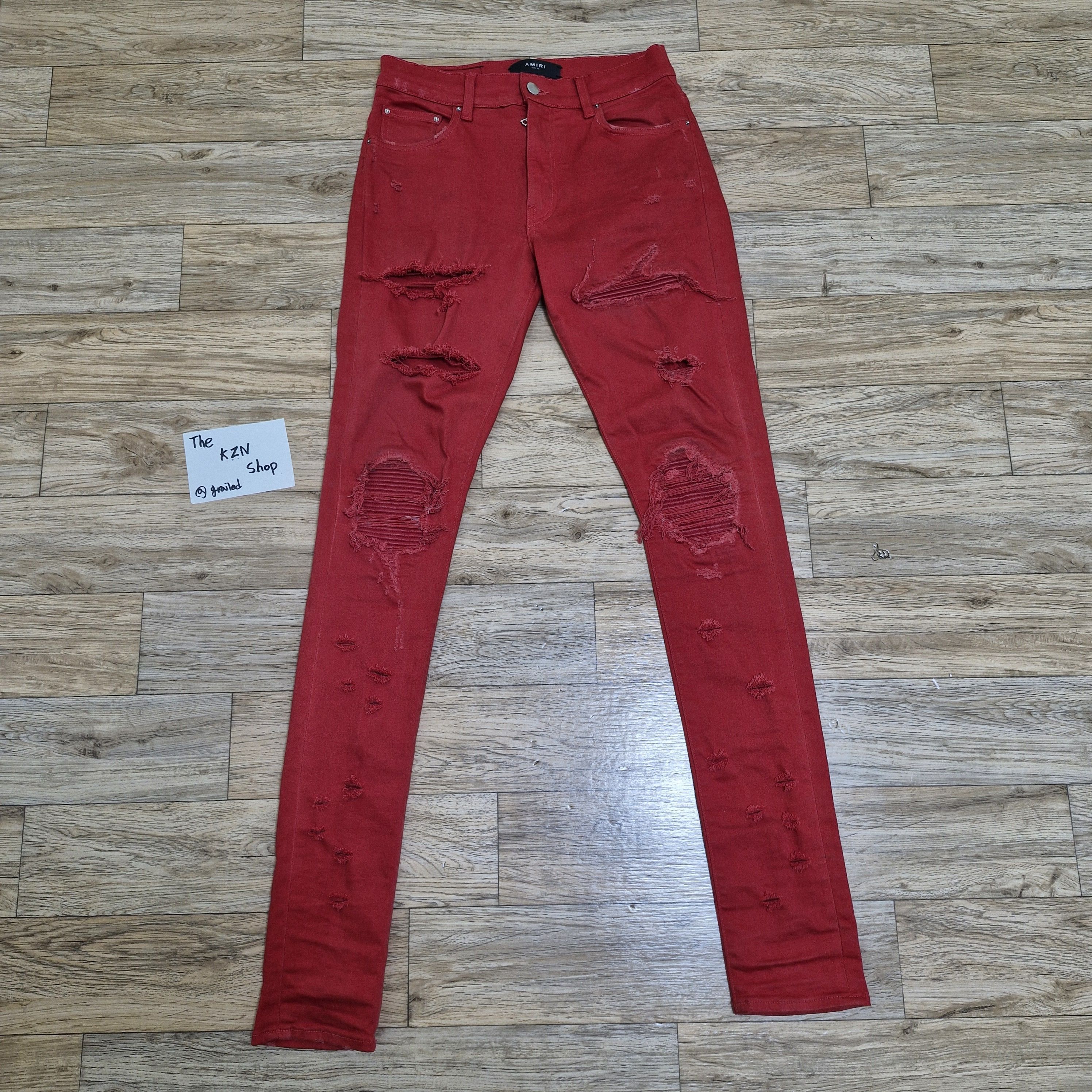 AMIRI Mx1 Red Trasher Leather Jeans