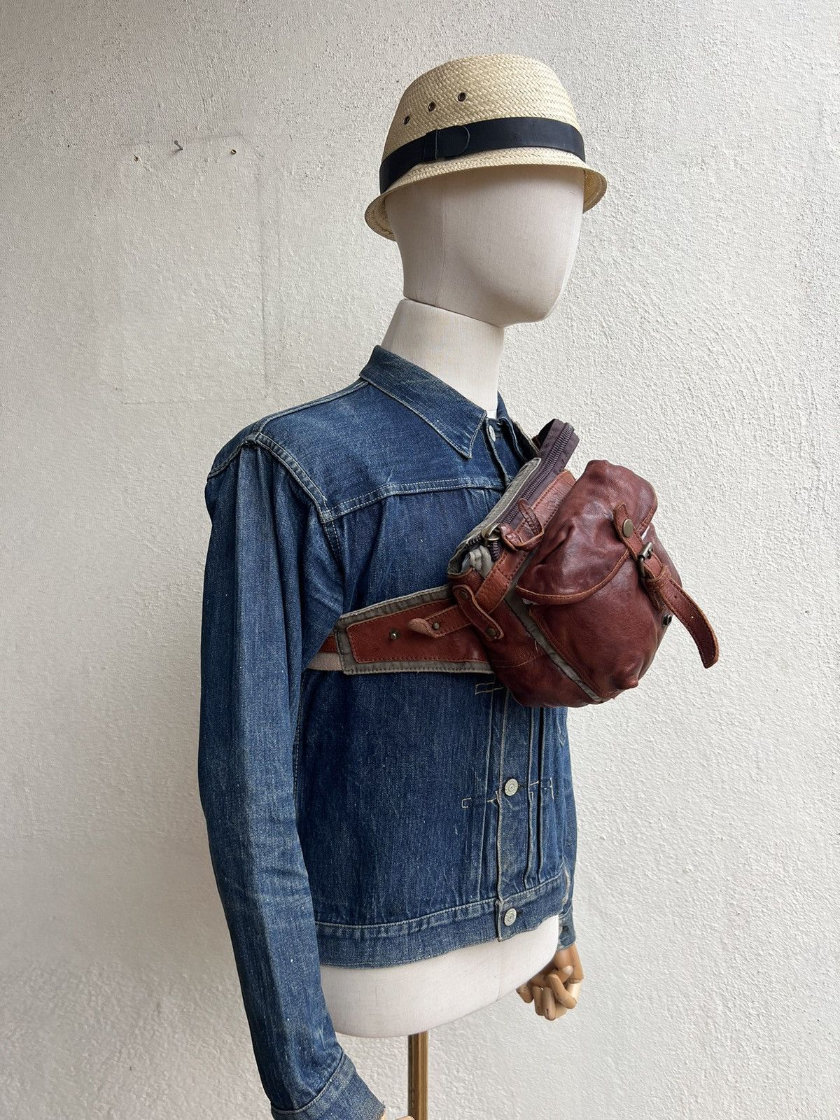 Leather Vintage Tough JeansSmith Military Surplus Patina Leather Bag Size ONE SIZE - 4 Thumbnail