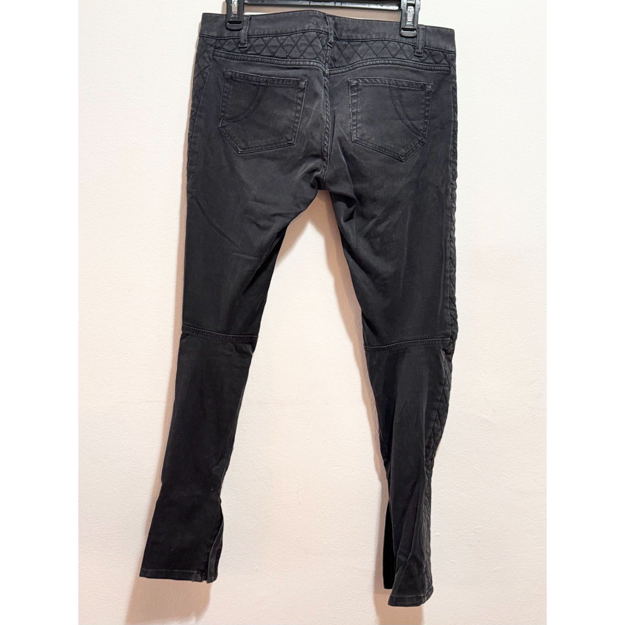 Maje Maje Black Denim Stitched Moto Zipper Jeans Size 40 Size 40" / US 18 - 8 Thumbnail