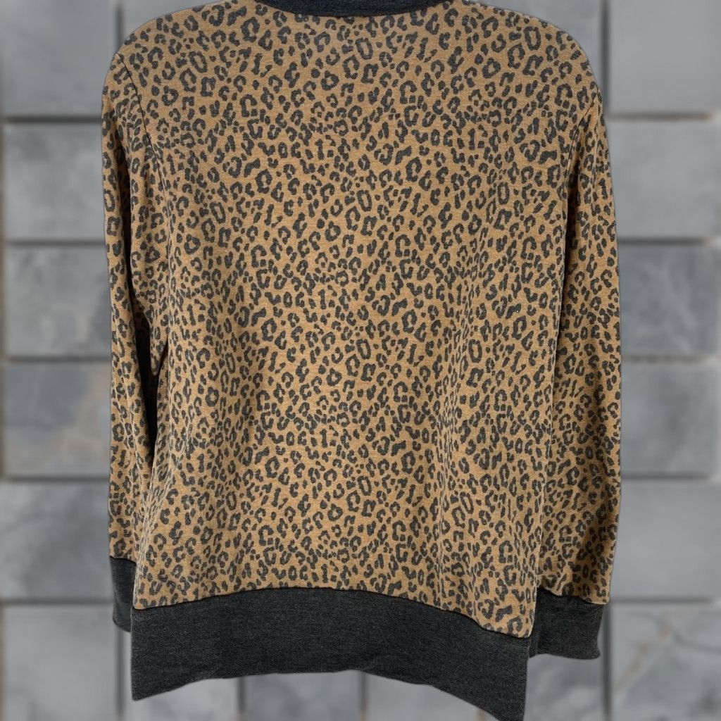 Vintage Kaileigh T-Shirt Women M Brown Gray Cheetah Print Long Sleeve Y2K Made in USA Size M / US 6-8 / IT 42-44 - 1 Thumbnail