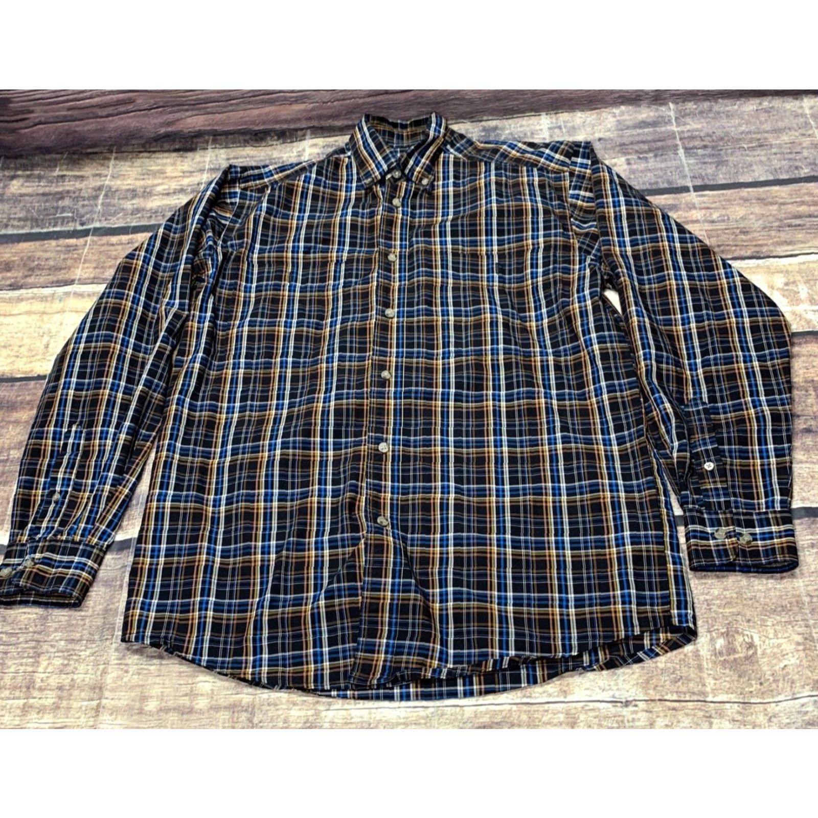 Wrangler Wrangler Mens Button Down Western Shirt Blue Black Plaid Size Medium Long Sleeve Size US M / EU 48-50 / 2 - 2 Thumbnail