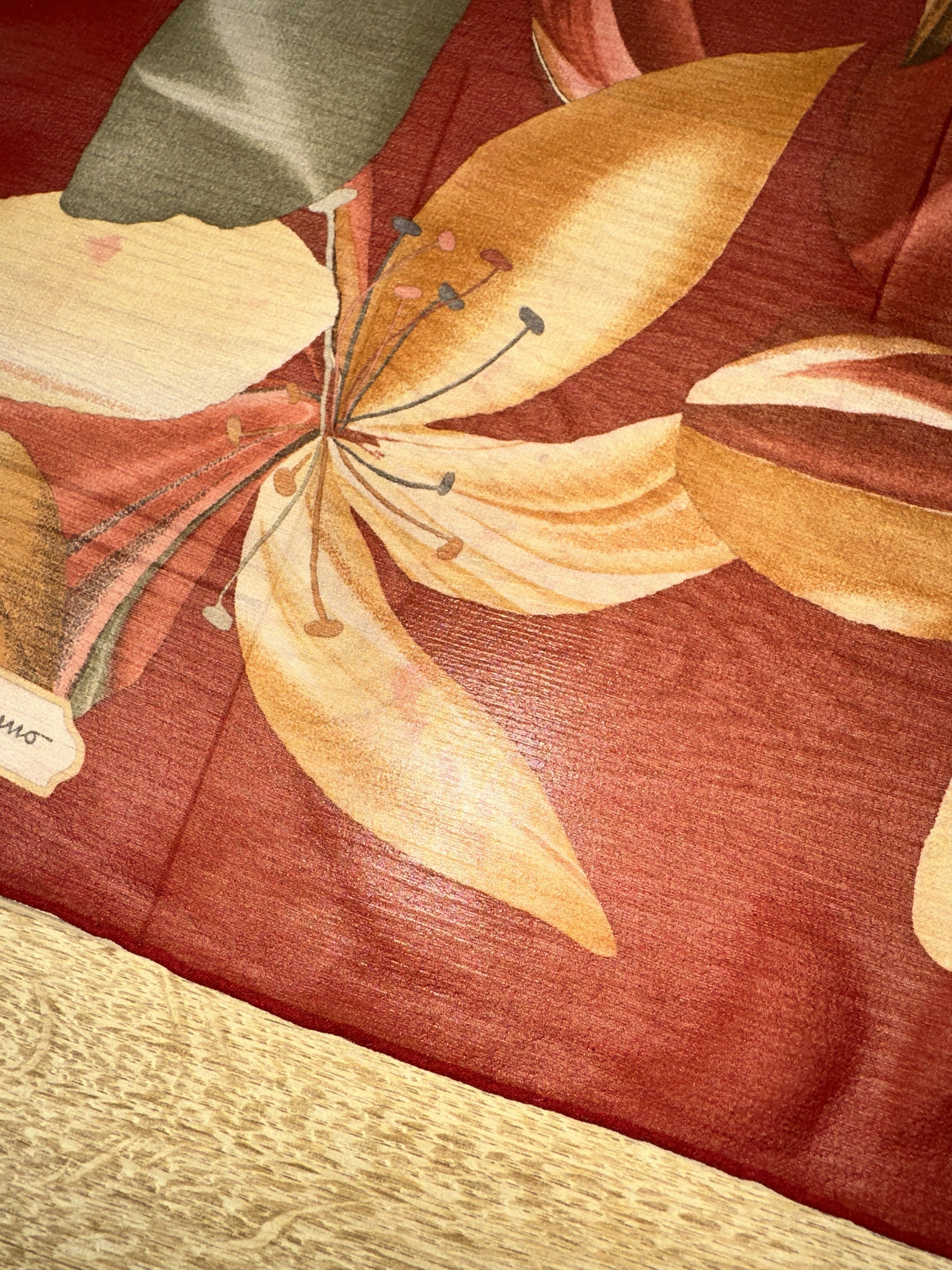 Salvatore Ferragamo Salvatore Ferragamo 100% Silk Floral Square Scarf Red 80cm Size ONE SIZE - 9 Thumbnail