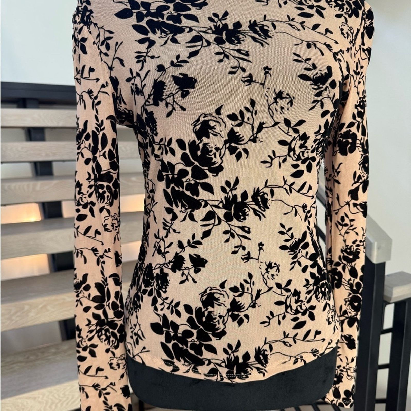 Other New Floral Black and Tan Long Sleeve Top size S Size S / US 4 / IT 40 - 6 Thumbnail