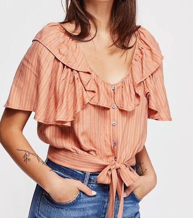 Free People Free People The Rosemary Top In S Button Front Tie Waist Size S / US 4 / IT 40 - 1 Thumbnail