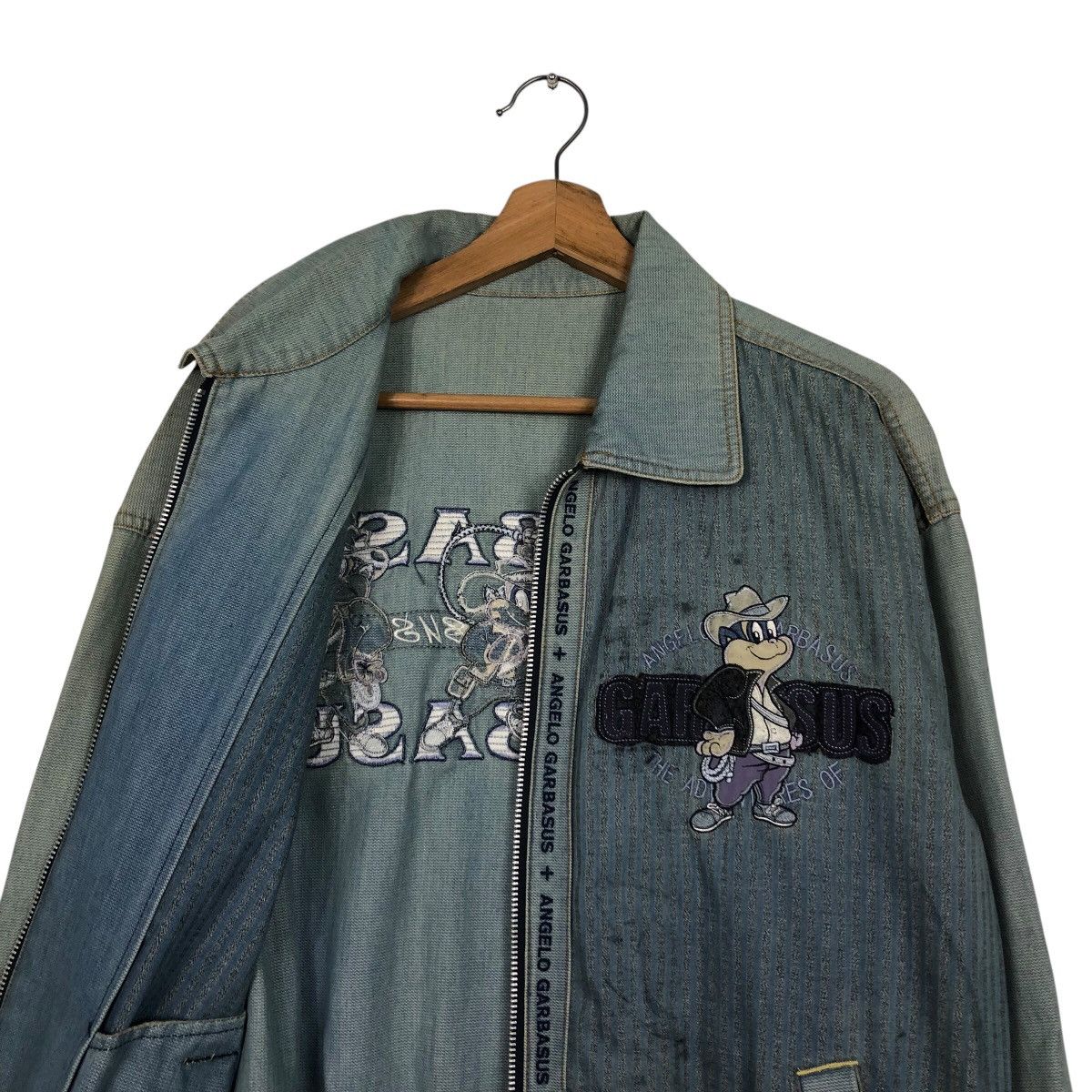 Japanese Brand 📌Vintage Denim Jacket Cartoon Big Logo Angelo Garbasus Size US M / EU 48-50 / 2 - 13 Thumbnail