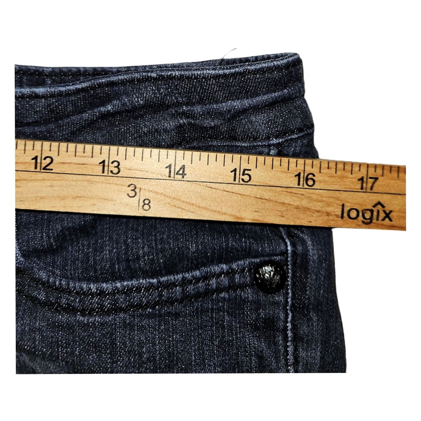 Express Express ReRock Skinny Jeans Women's 10 Dark Blue Embroidered Stretch Denim Modern, Low Rise, 30 Inseam, 32 In W .. Size 32" / US 10 / IT 46 - 6 Thumbnail