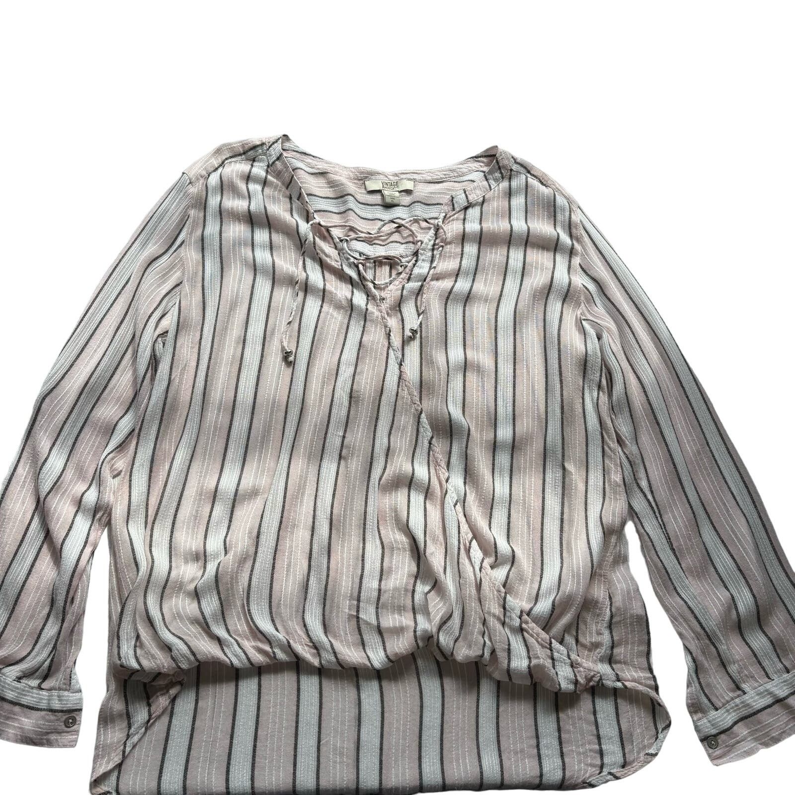 Other Vintage America Blues Pink & White Hi-Low Shirt Boho Size XL Size XL / US 12-14 / IT 48-50 - 1 Thumbnail