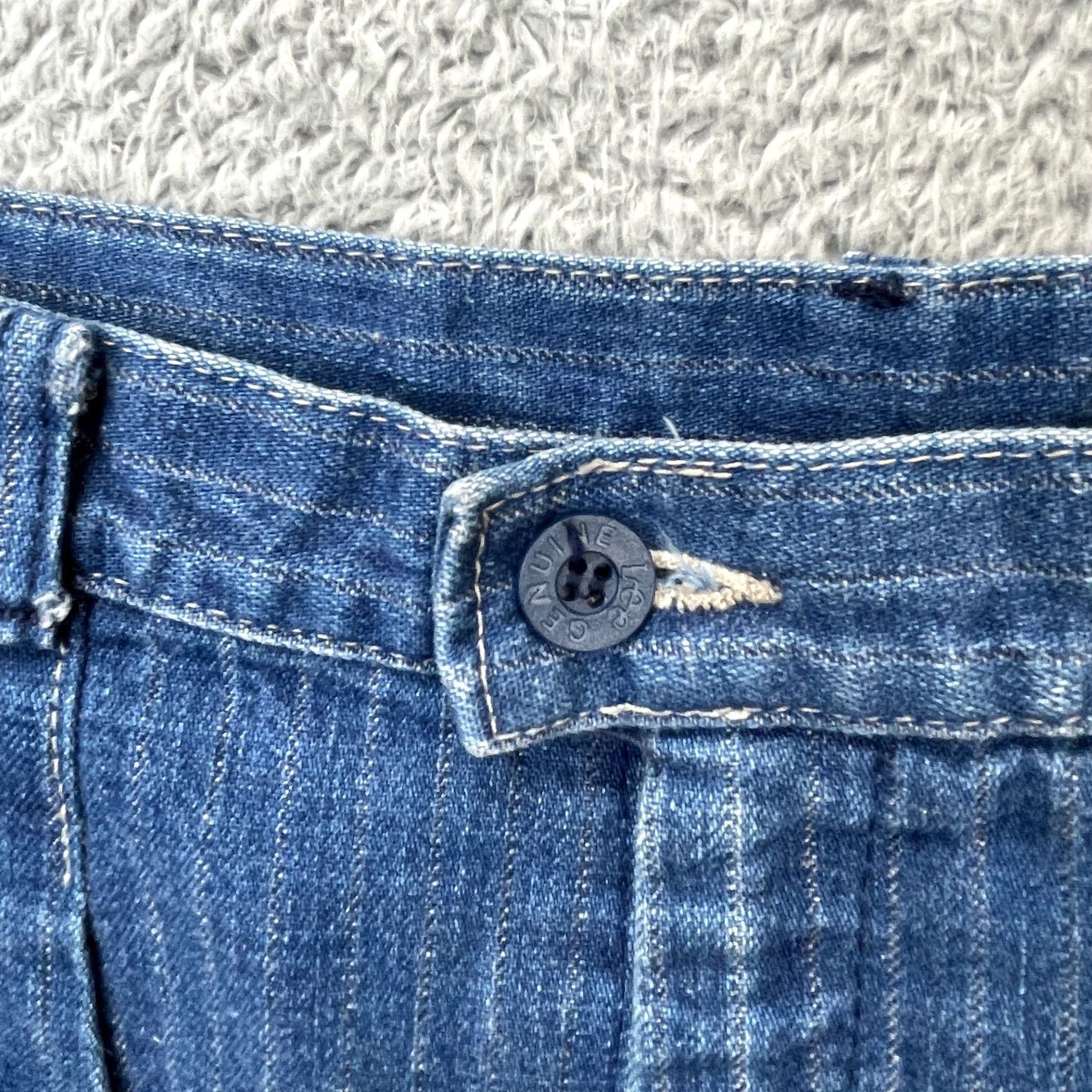 Lee VINTAGE Lee Jeans Womens 26x26 Blue Straight Leg Pinstripe High Waist Pleated Cotton Jeans Women Slim Fit 26 Inseam 26in Blue Lee Size 26" / US 2 / IT 38 - 5 Thumbnail
