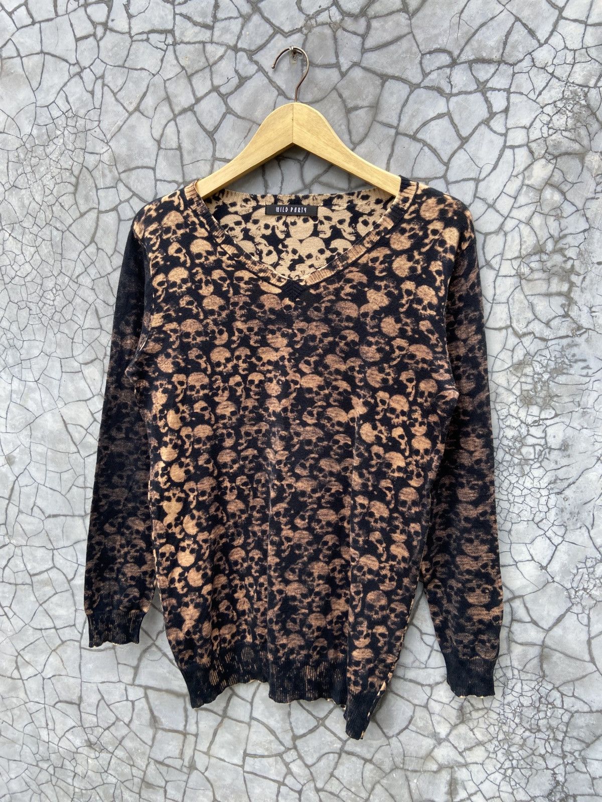 Japanese Brand Y2K Gothic Wild Party Japan Jacquard Skull Longsleeve Size US M / EU 48-50 / 2 - 2 Thumbnail
