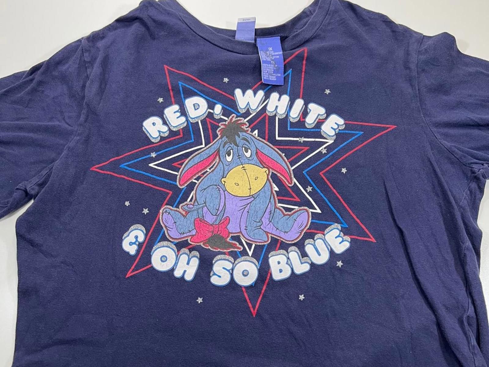 Disney Disney Eeyore Red, White & Oh So Blue T-Shirt - Women's 1X Size XL / US 12-14 / IT 48-50 - 1 Thumbnail