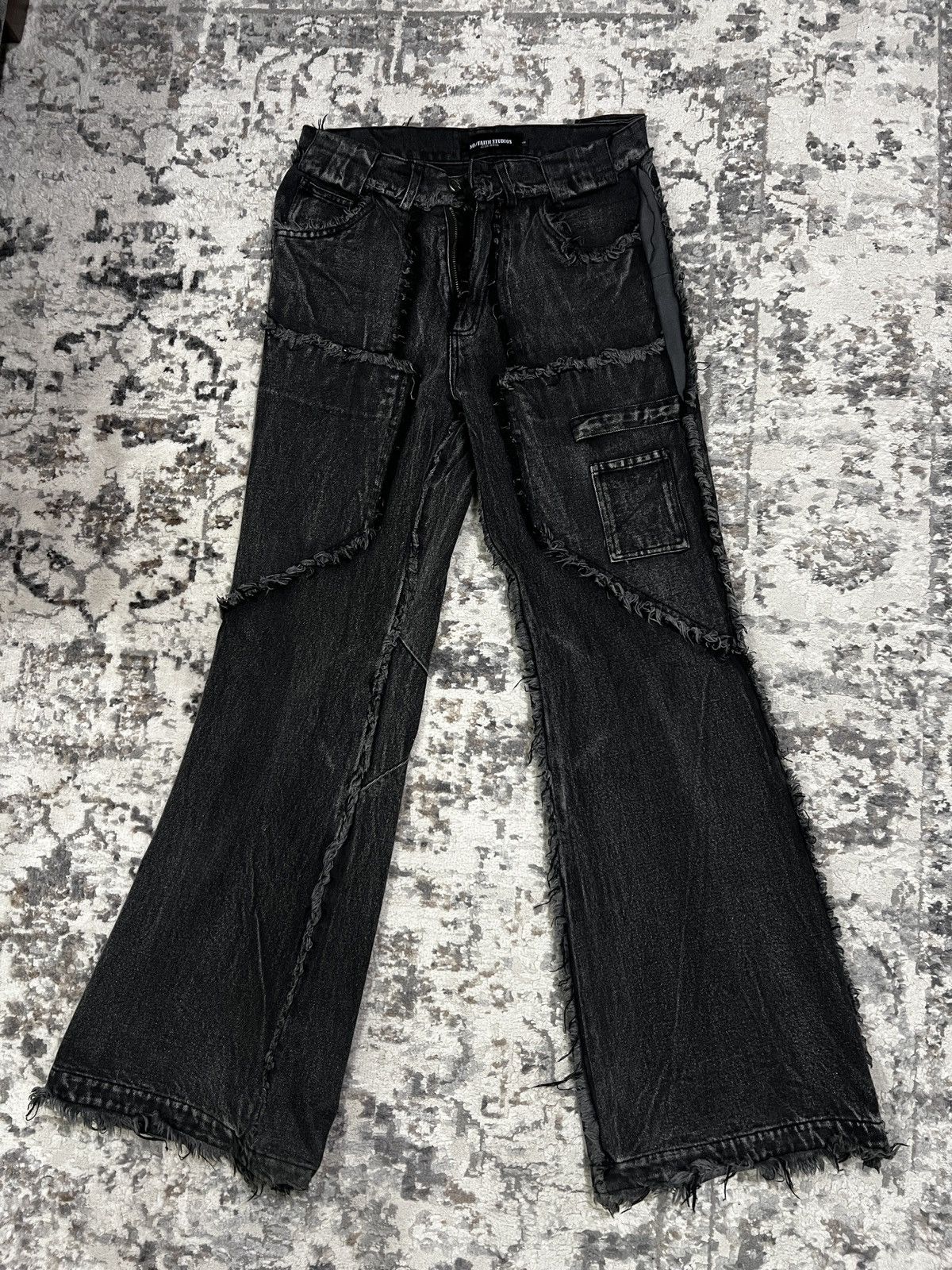 No Faith Studios Nofaithstudios Flared Denim Black | Grailed