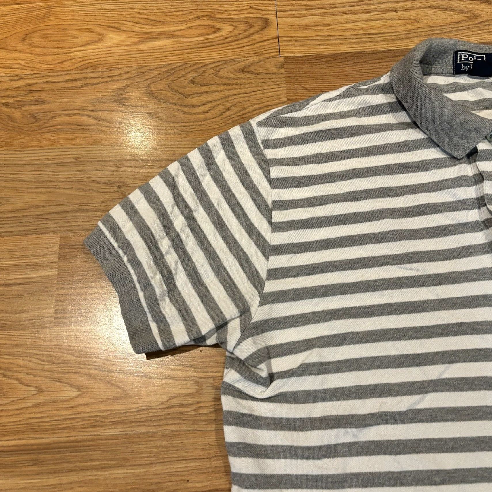 Polo Ralph Lauren Polo Ralph Lauren Shirt Gray Striped Polo Short Sleeve Collared Preppy Mens Sz L Size US L / EU 52-54 / 3 - 4 Thumbnail