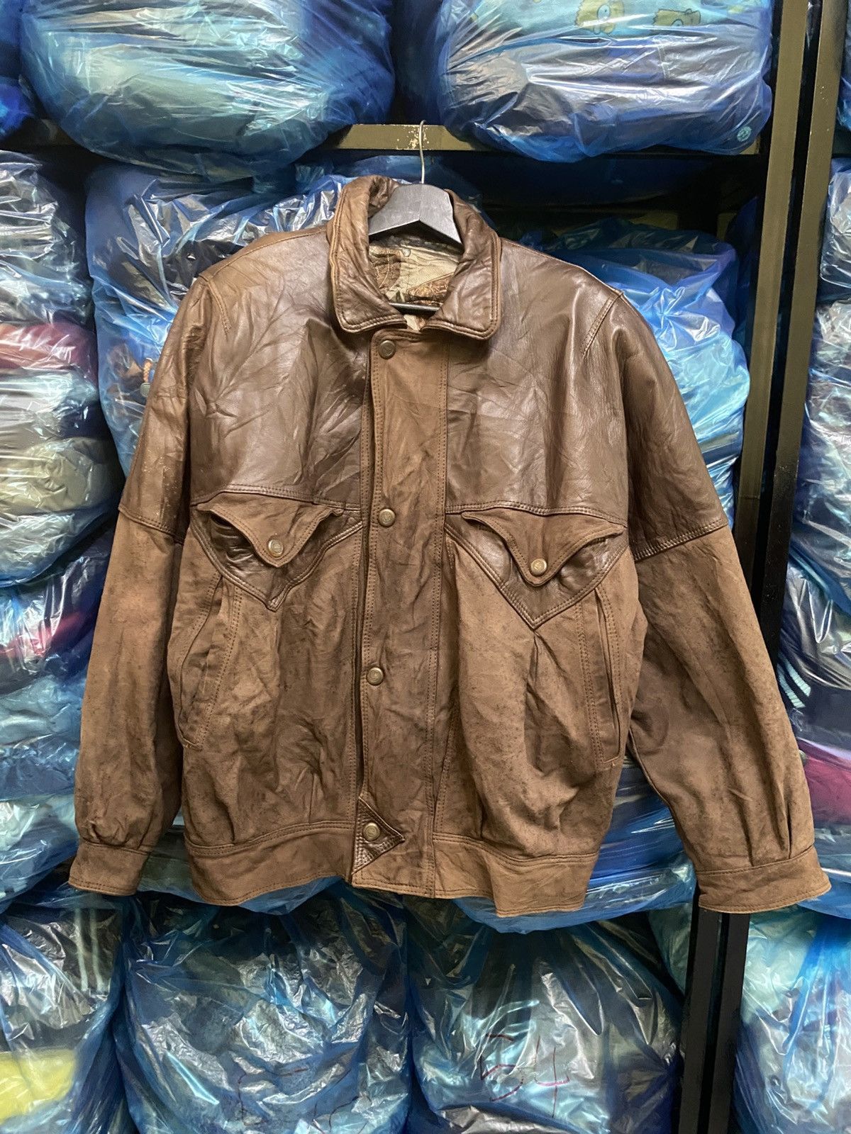 Other Vintage GEROME Barcelona Brown Leather Bomber Jacket Size US M / EU 48-50 / 2 - 1 Thumbnail