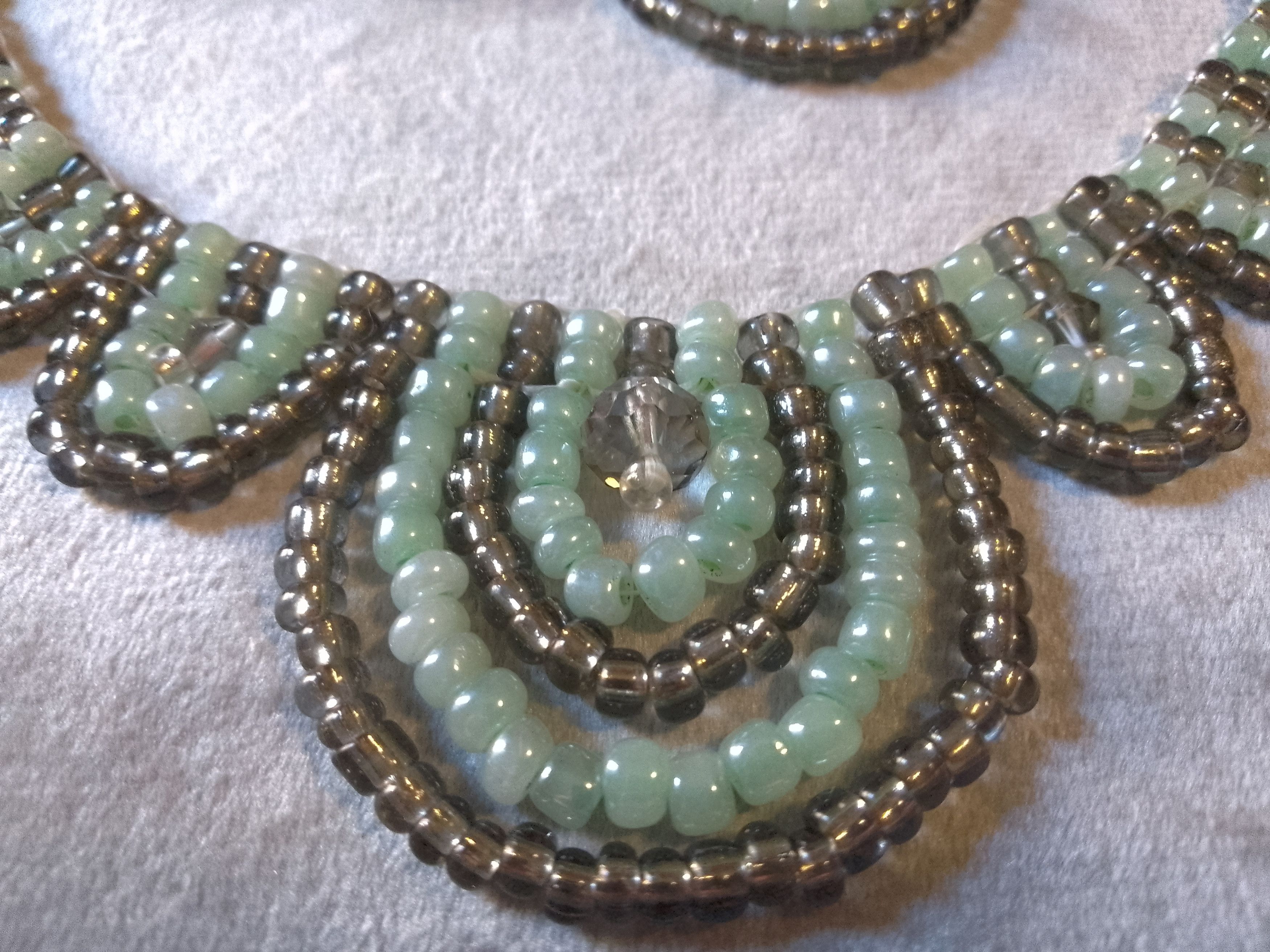 Handmade Necklace Vintage antique style. Elegant Green Beaded Size ONE SIZE - 5 Thumbnail