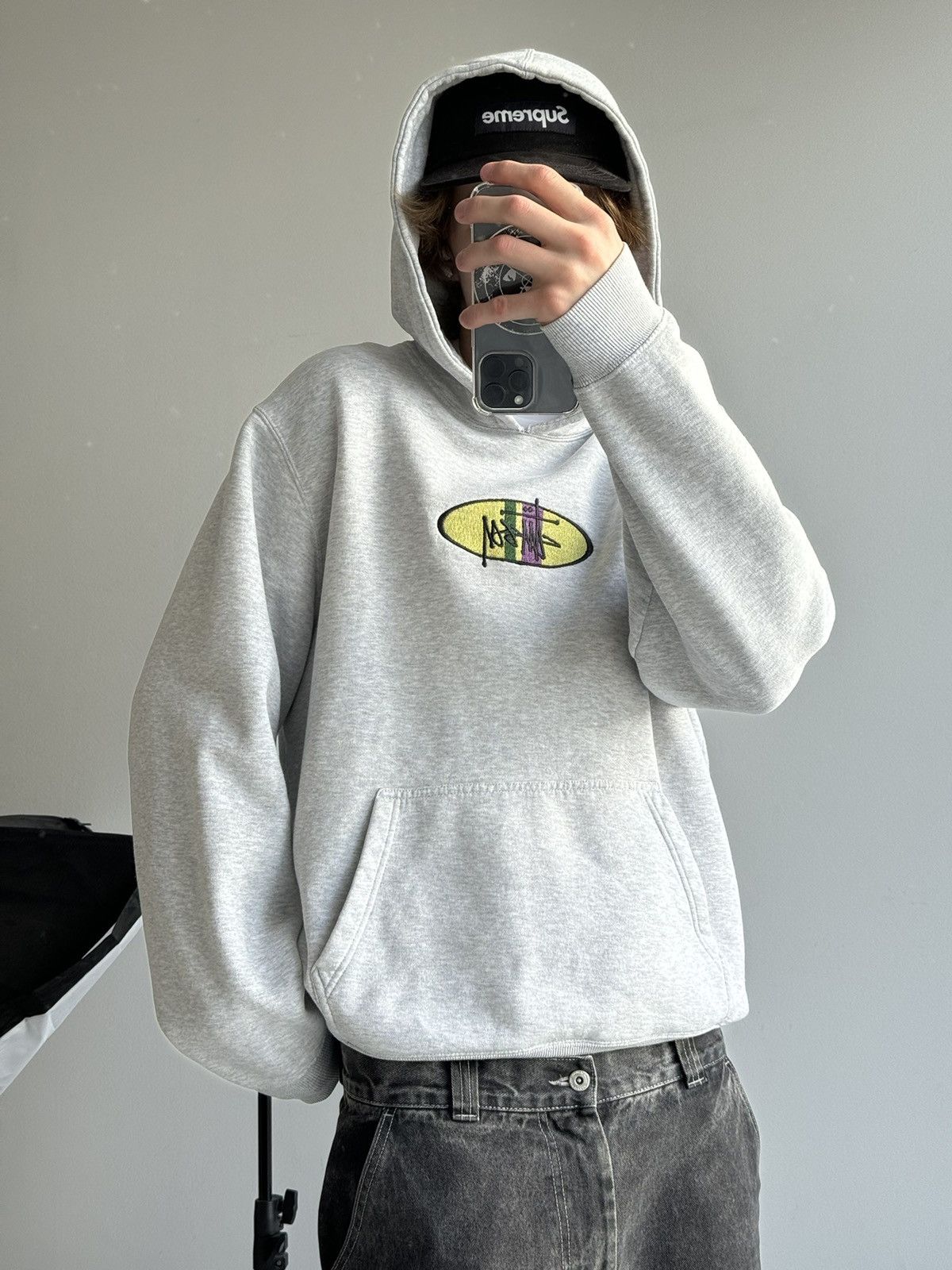 Stussy × Vintage STUSSY CENTER LOGO VINTAGE OVERSIZE HOODIE Size US XL / EU 56 / 4 - 2 Thumbnail