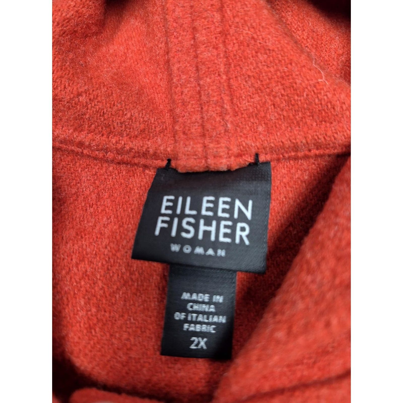 Eileen Fisher Eileen Fisher Poncho Jacket Womens 2X Orange Wool Hooded Short Sleeve Button Size 40" / US 18 - 3 Thumbnail