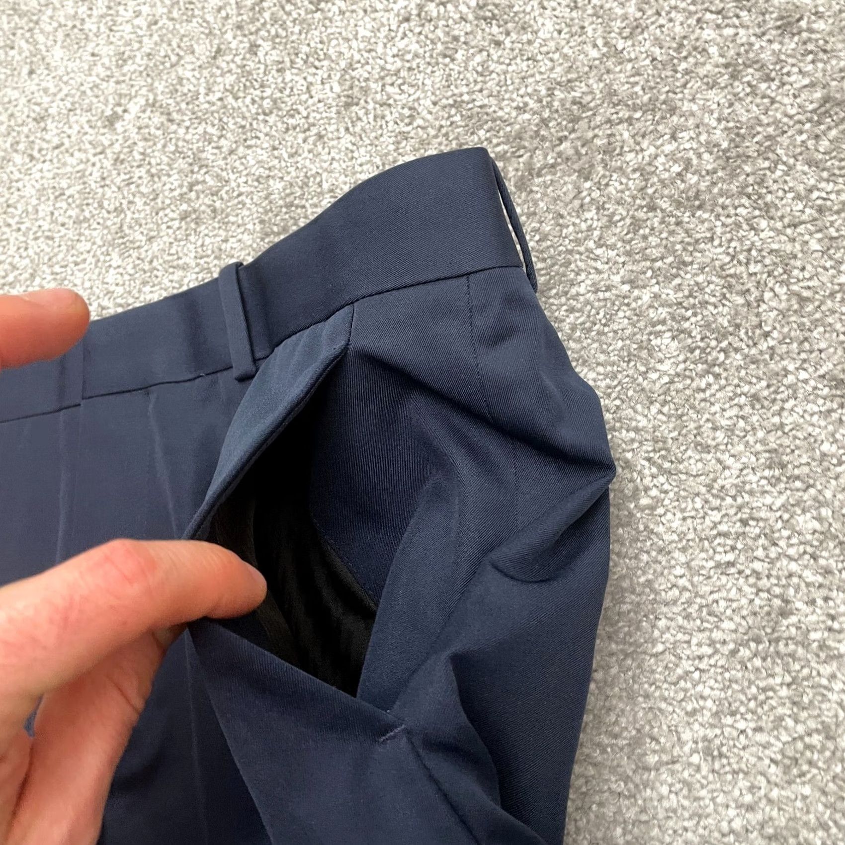 Perry Ellis Perry Ellis Portfolio Dress Pants Mens 34x29 Navy Blue Straight Leg Flat Front Size US 34 / EU 50 - 4 Thumbnail