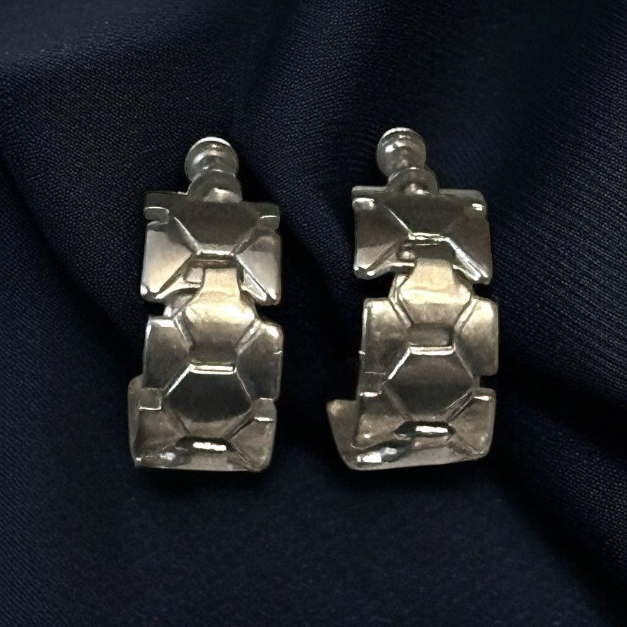 Vintage Vintage silver tone abstract screw back hoop earrings Size ONE SIZE - 2 Thumbnail