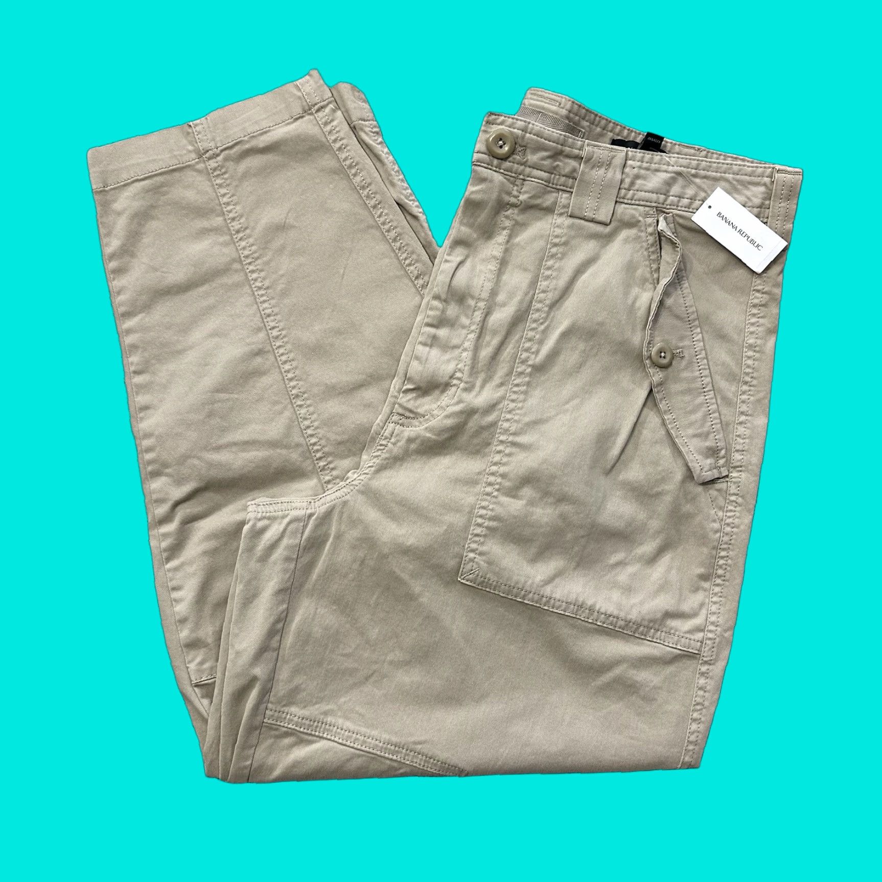 Banana Republic Banana Republic Pants Womens 10 Beige Relaxed Wide Barrel Leg Chino Pockets Vintage No Size 32" / US 10 / IT 46 - 1 Thumbnail