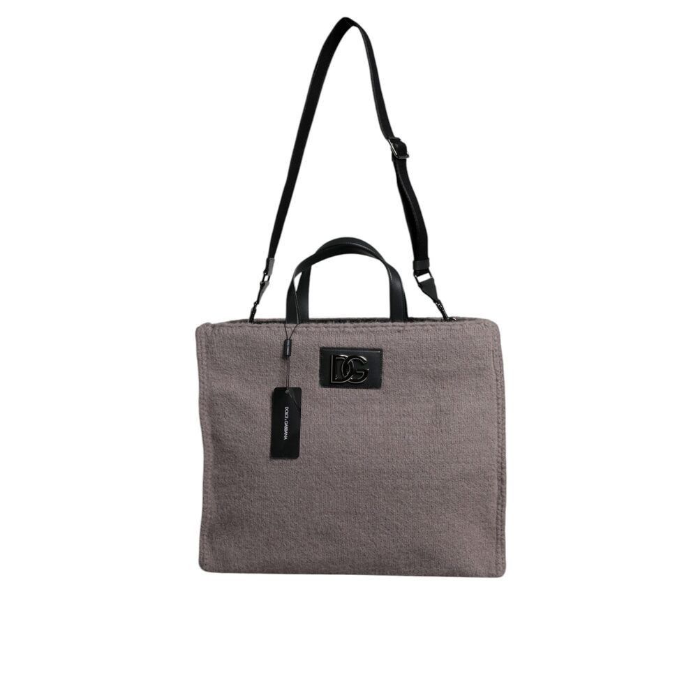 Dolce & Gabbana Dolce & Gabbana Grey Alpaca Wool Logo Plaque Tote Shoulder B Size ONE SIZE - 2 Thumbnail